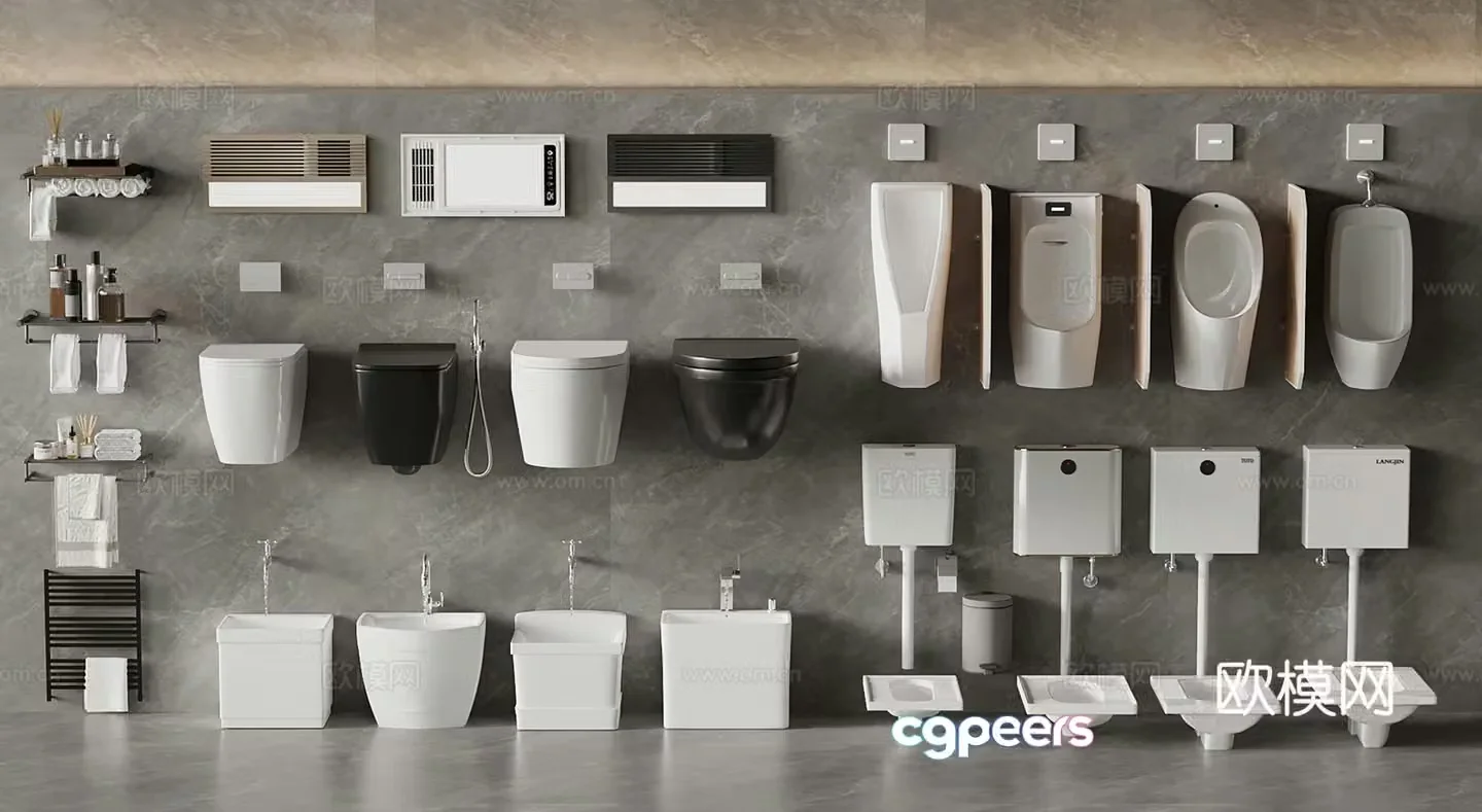 Toilet modern urination squat toilet bathroom small piece 3D model