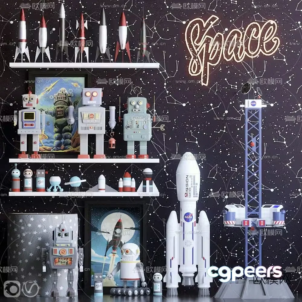 Modern rocket robot children’s toy 3d model