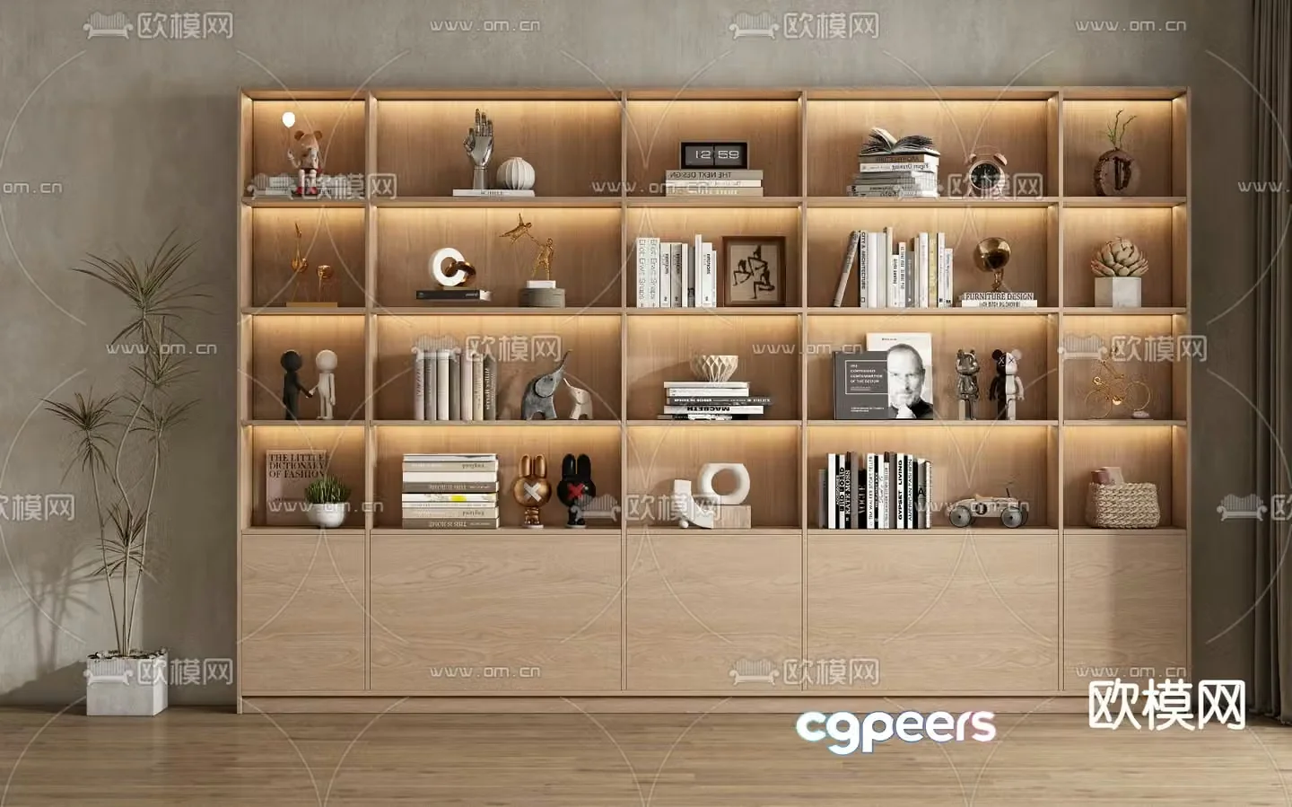 Modern bookcase bookshelf 3d model