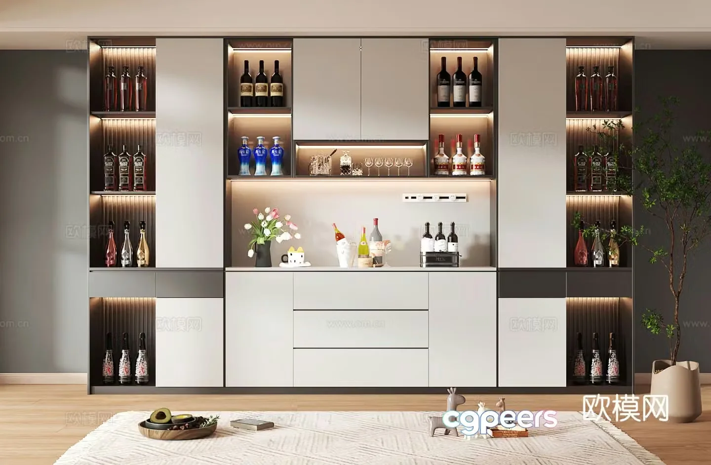 Wine cabinet design Wine cabinet red wine cabinet bar wine cabinet partition wine cabinet 3D model