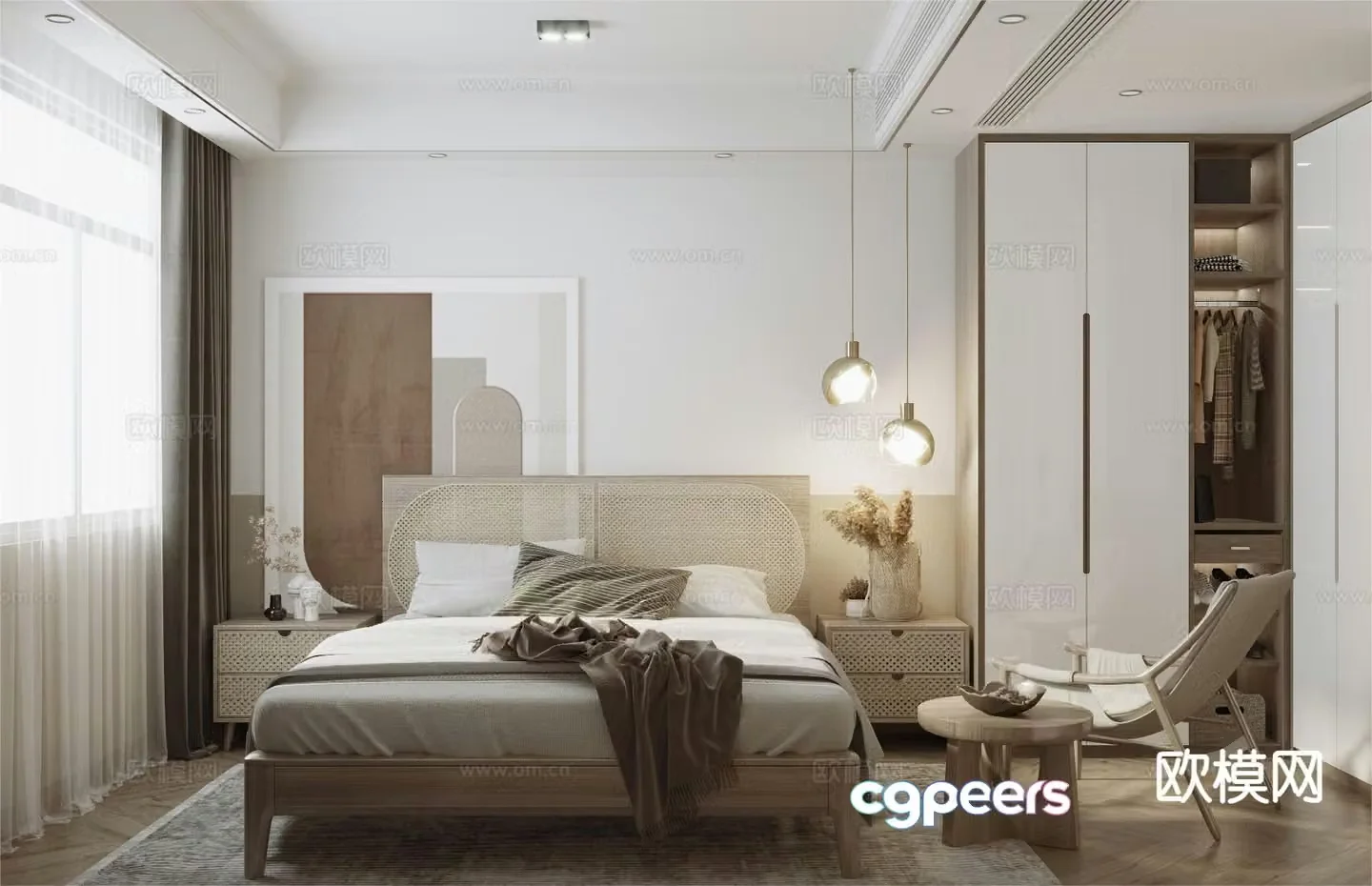 Log style bedroom master bedroom 3d model