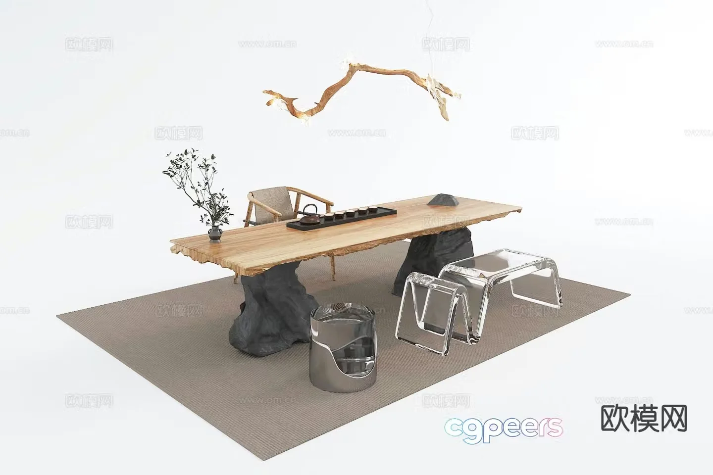 Chinese tea table tea table 3d model
