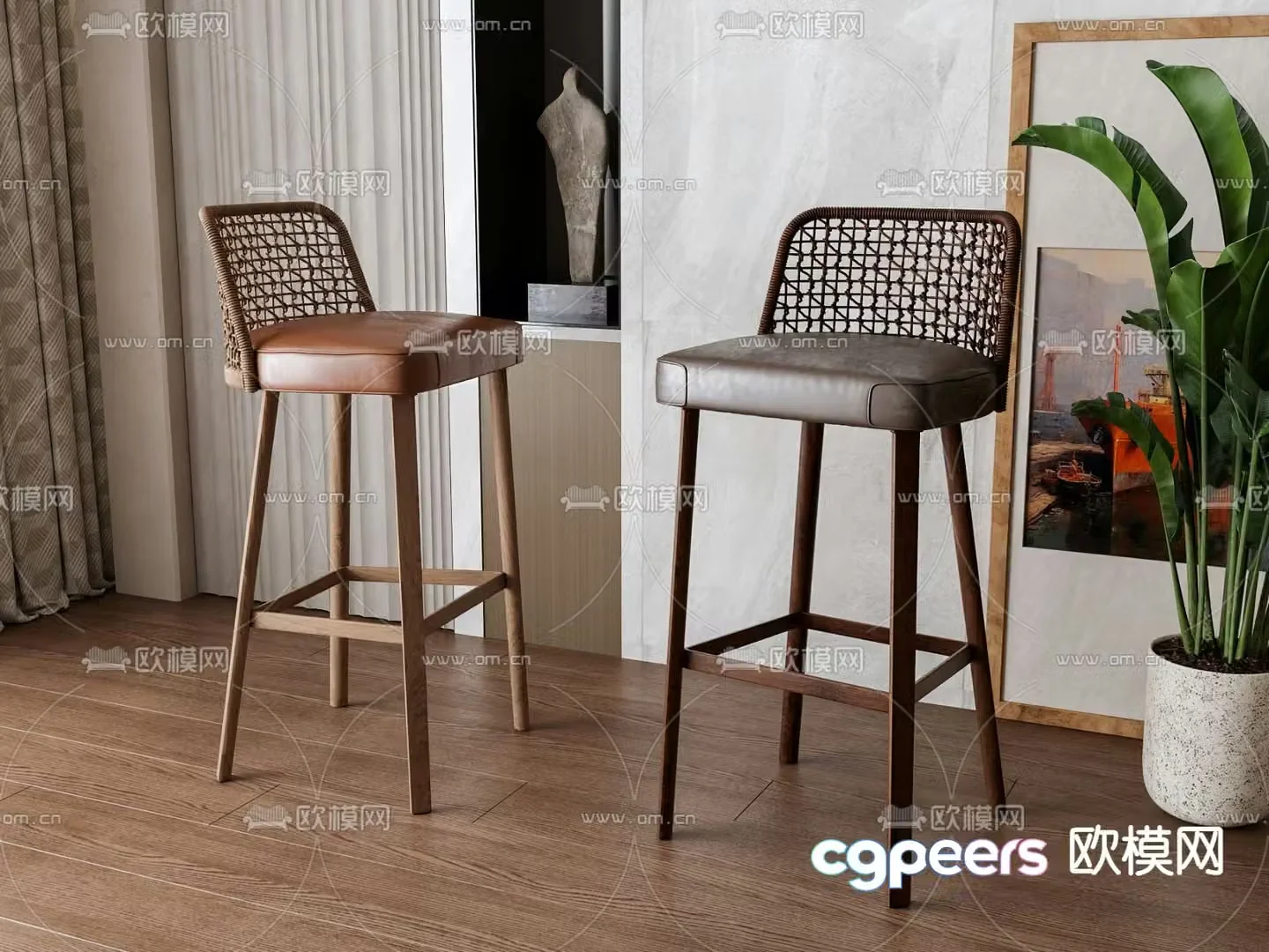 Wabi Sabi bar stool bar stool high stool 3d model