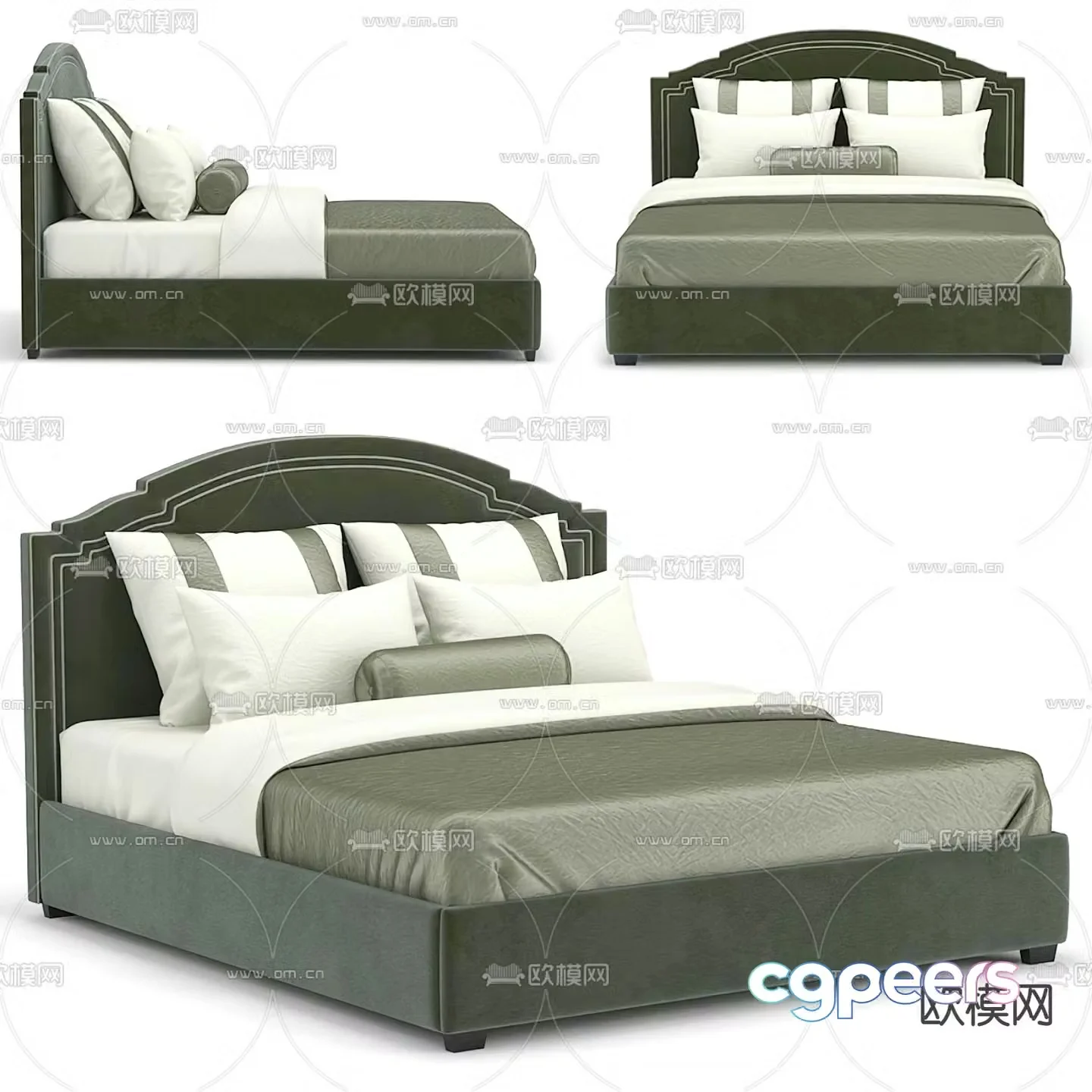 Modern double bed fabric double bed 3d model