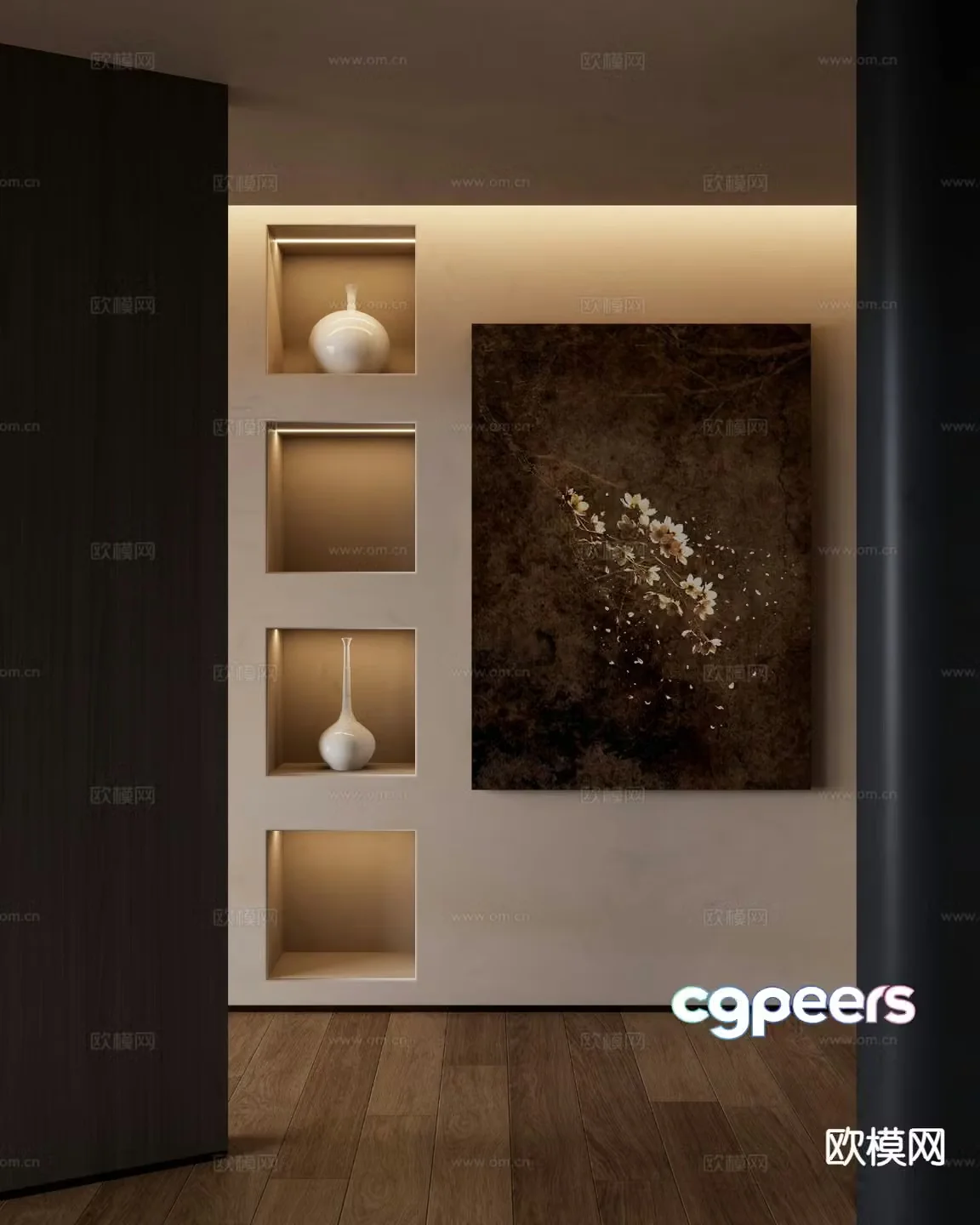 Wabi-sabi hanging painting texture painting decorative painting 3D model
