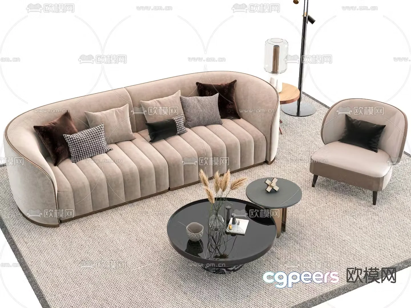 Fabric sofa combination 3d model