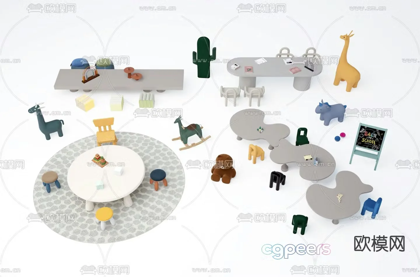 Children’s table and chair game table 3d model