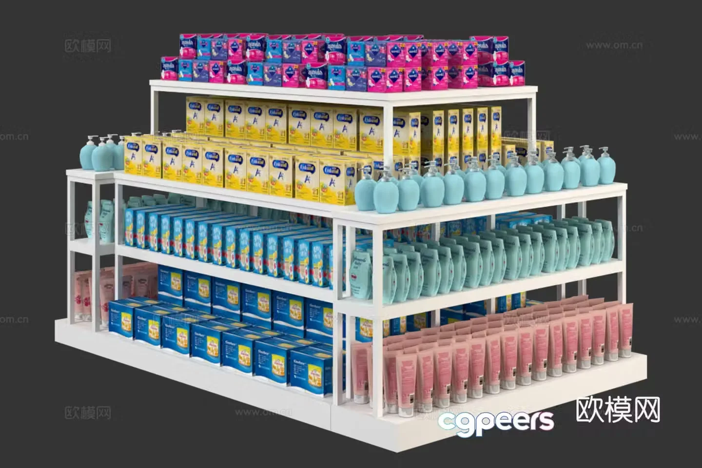 Showcase shelves mother and baby store shelves promotional table promotional pile head promotional display cabinet 3d model