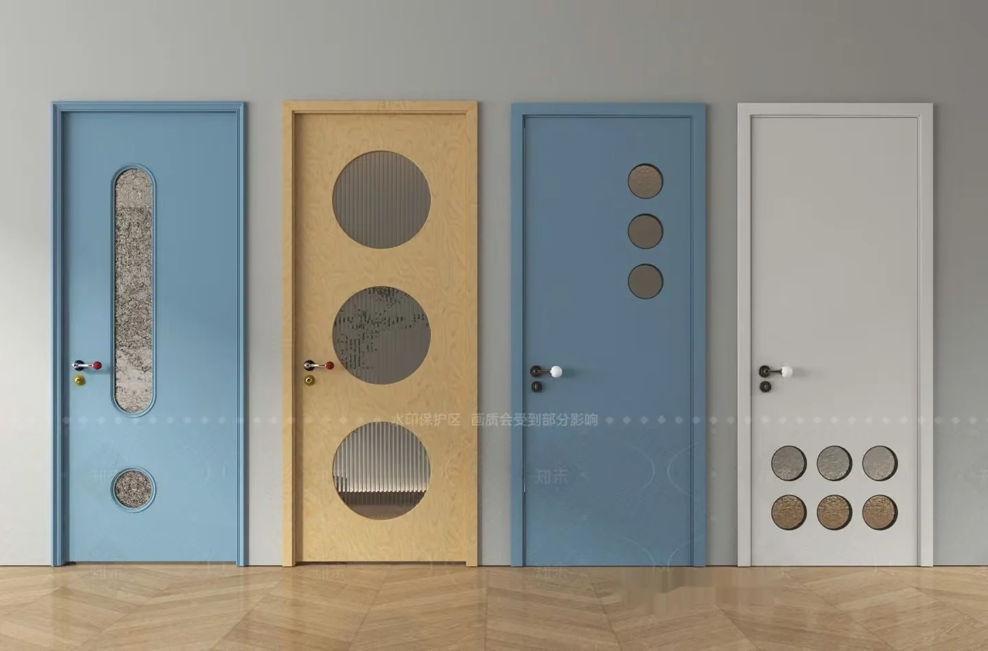 A Row Of Doors 3D Model – 7152 – VRAY Render