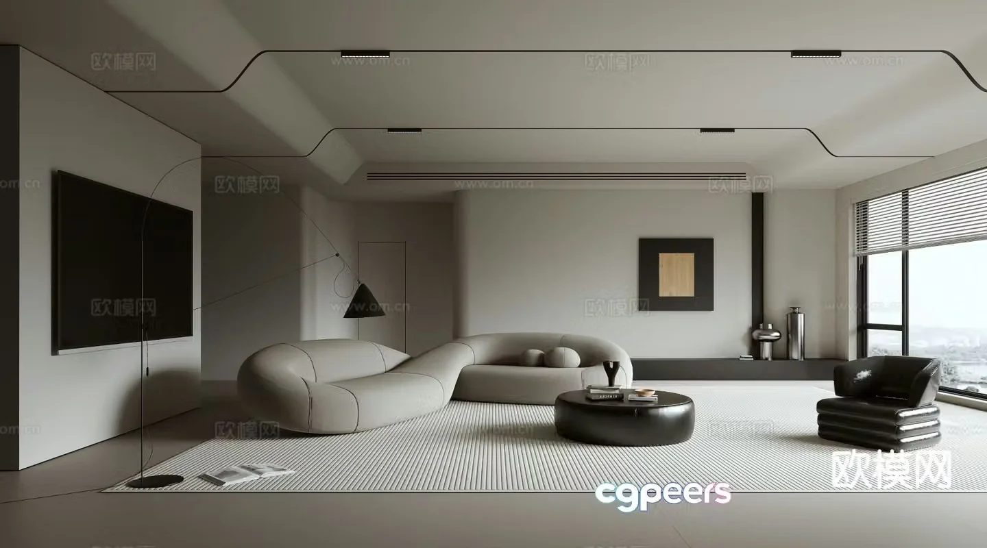 Premium gray living room 3d model