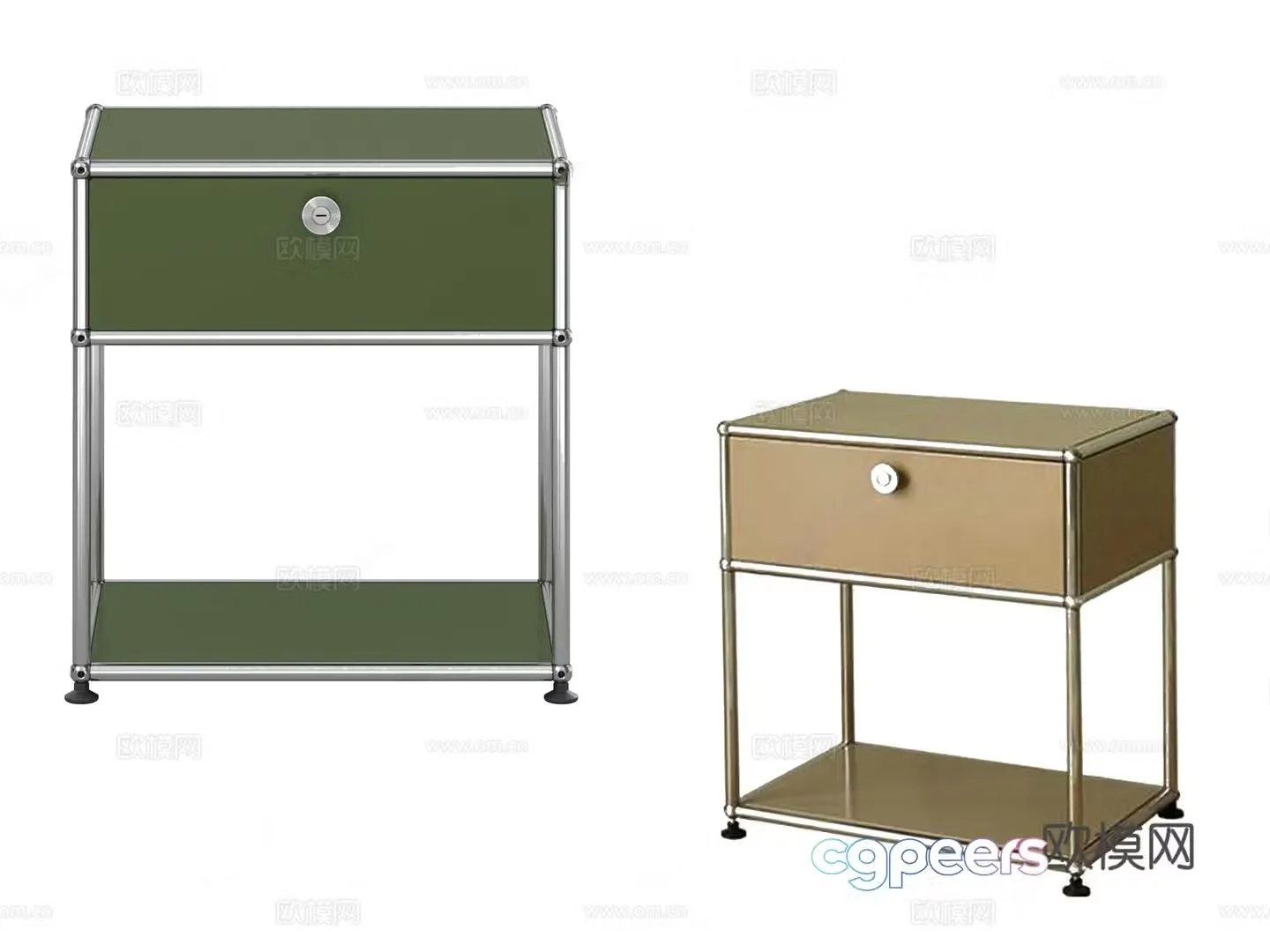 Modern medieval bedside table USM cabinet module block 3d model