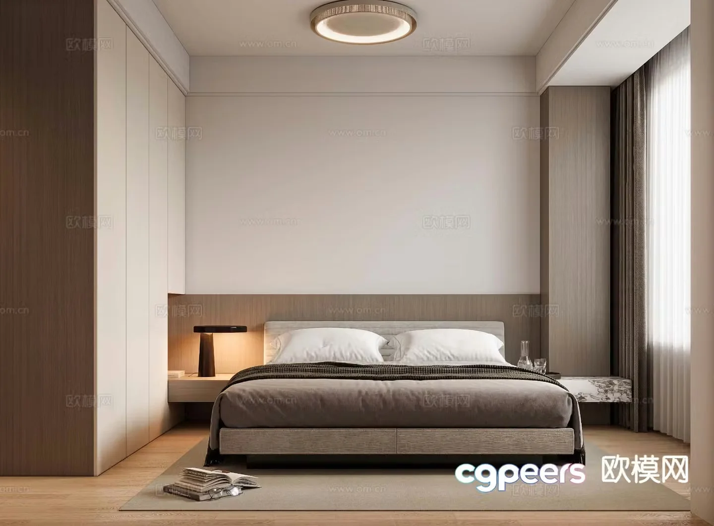 Cream style second bedroom teen room bedroom 3d model