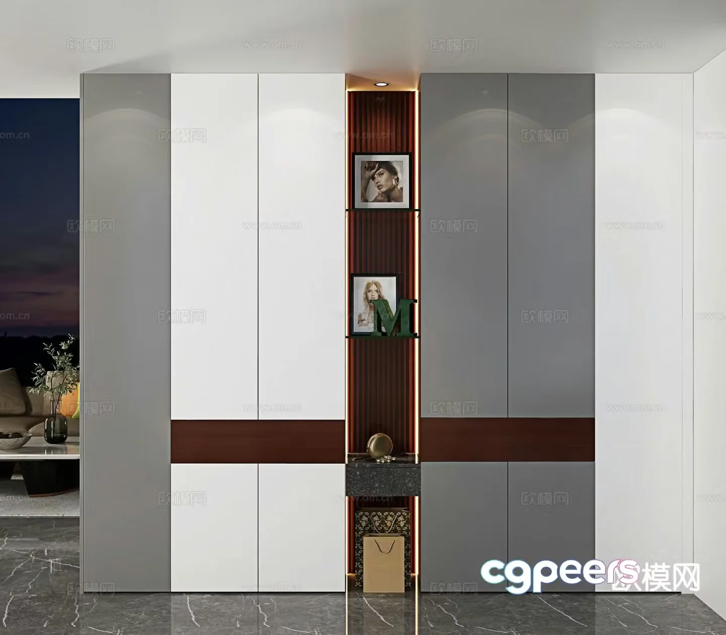 Modern shoe cabinet entrance custom cabinet 3D model