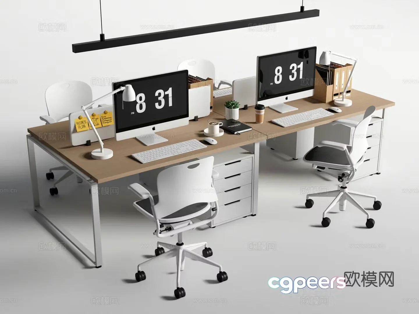 Modern office desk and chair Staff position Public office desk and chair Computer desk 3D model