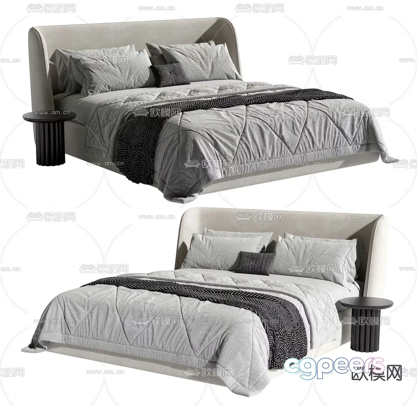Modern double bed 3d model