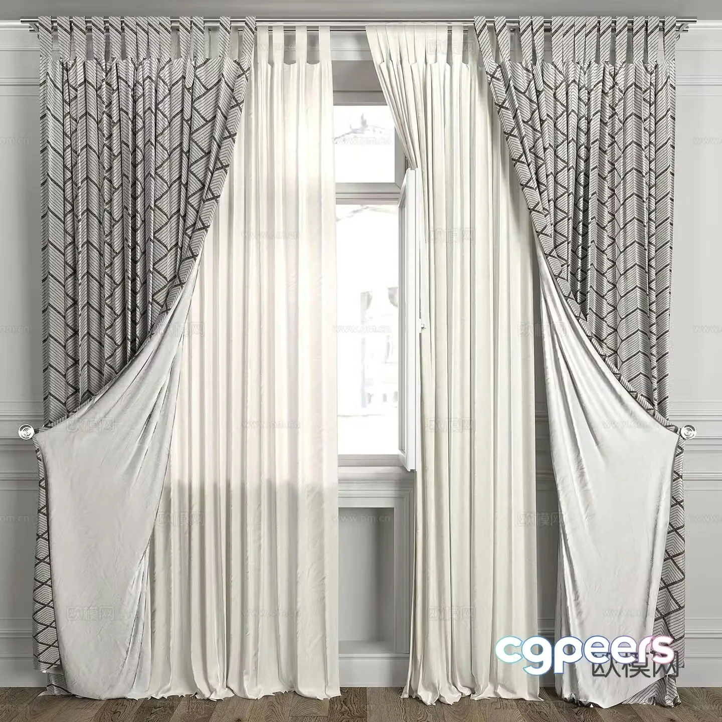 Curtains Window Screen 3d model