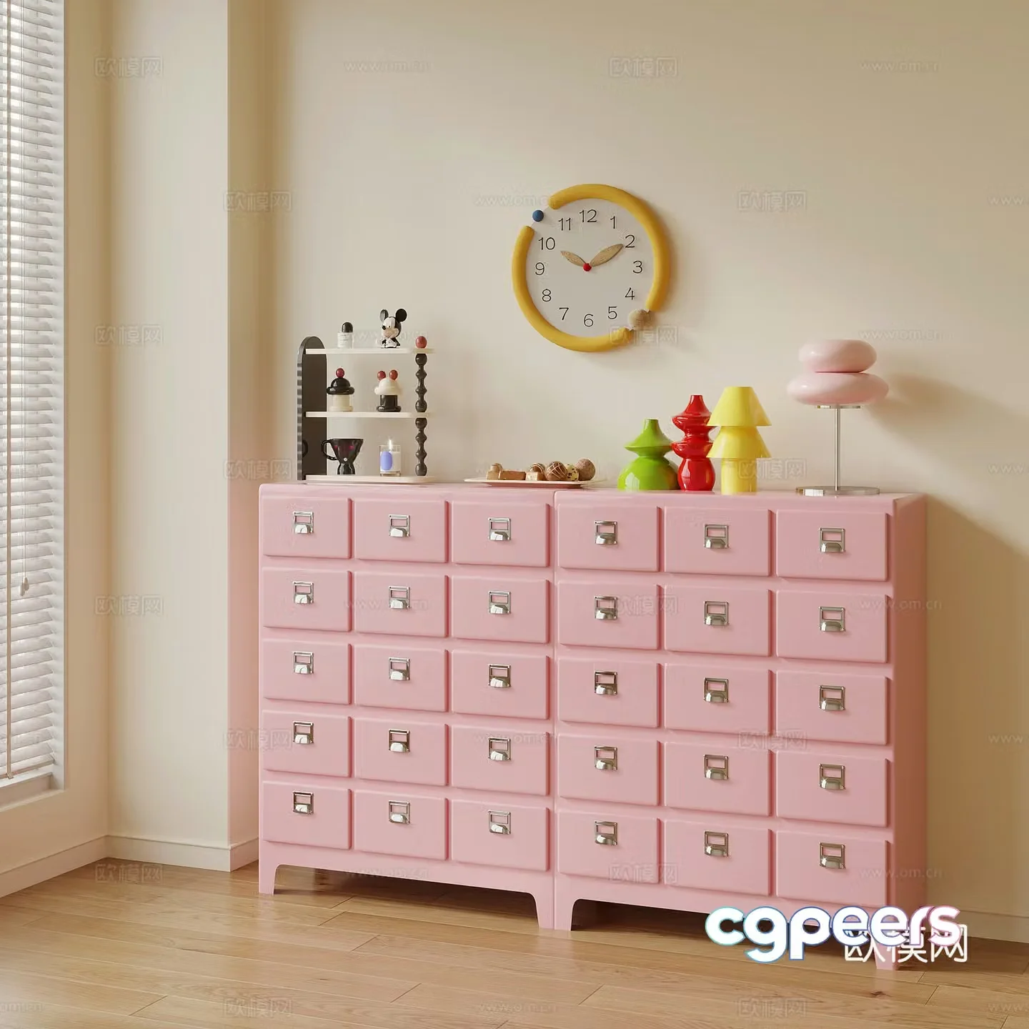 Modern dopamine side cabinet chest cabinet storage cabinet 3d model