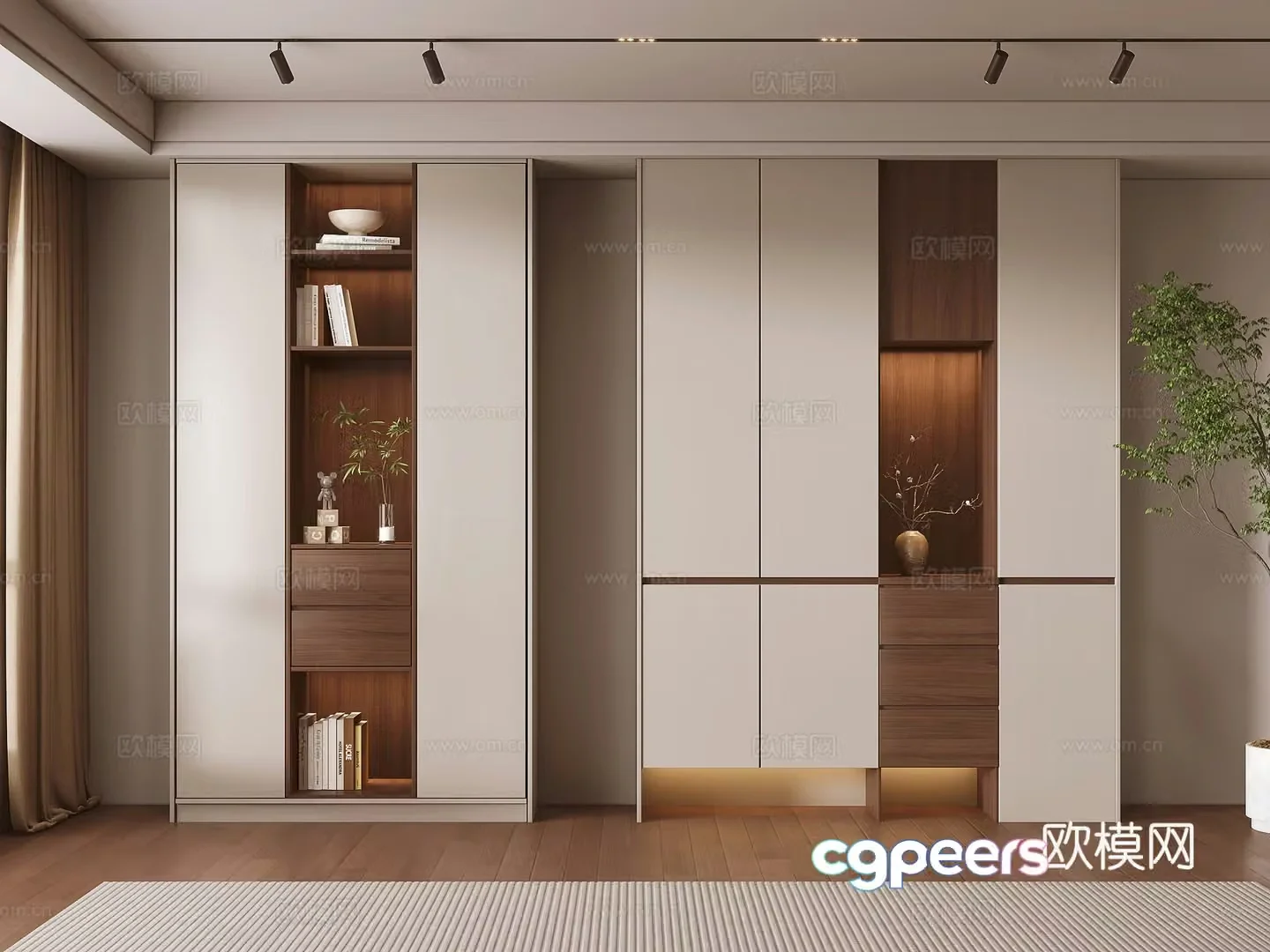 Modern bookcase display cabinet 3d model