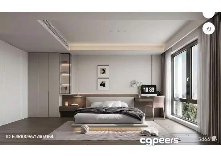 Cozy Modern Bedroom 3D Model – 6680 – VRAY Render