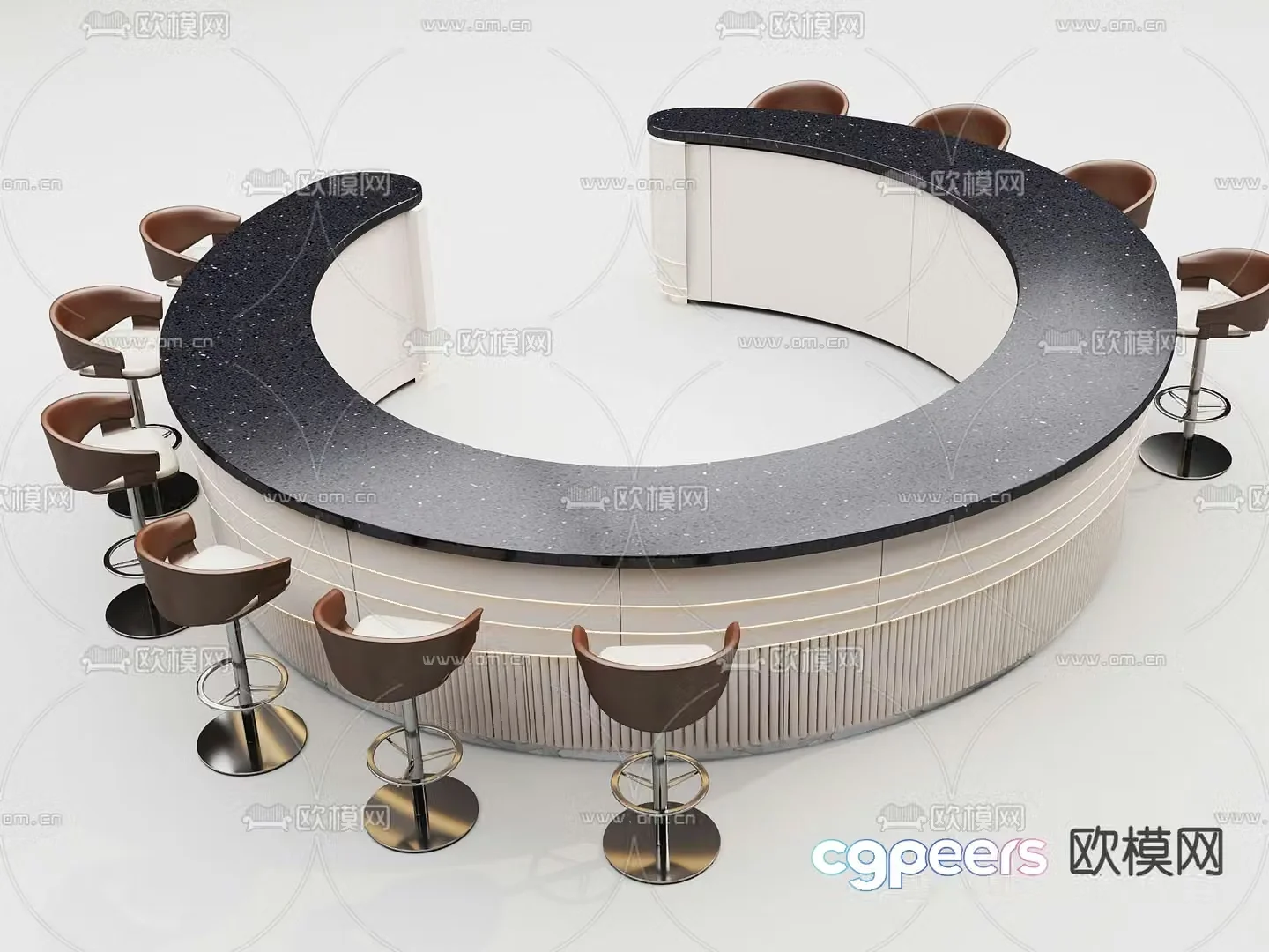 Round bar reception desk 3d model