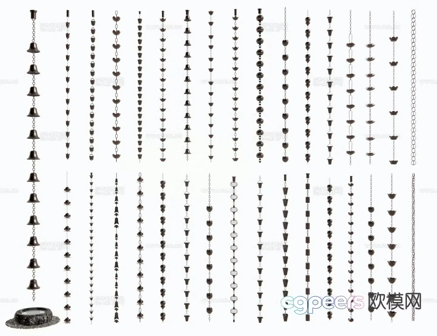 New Chinese style rain chain dripping chain dripping chain 3D model