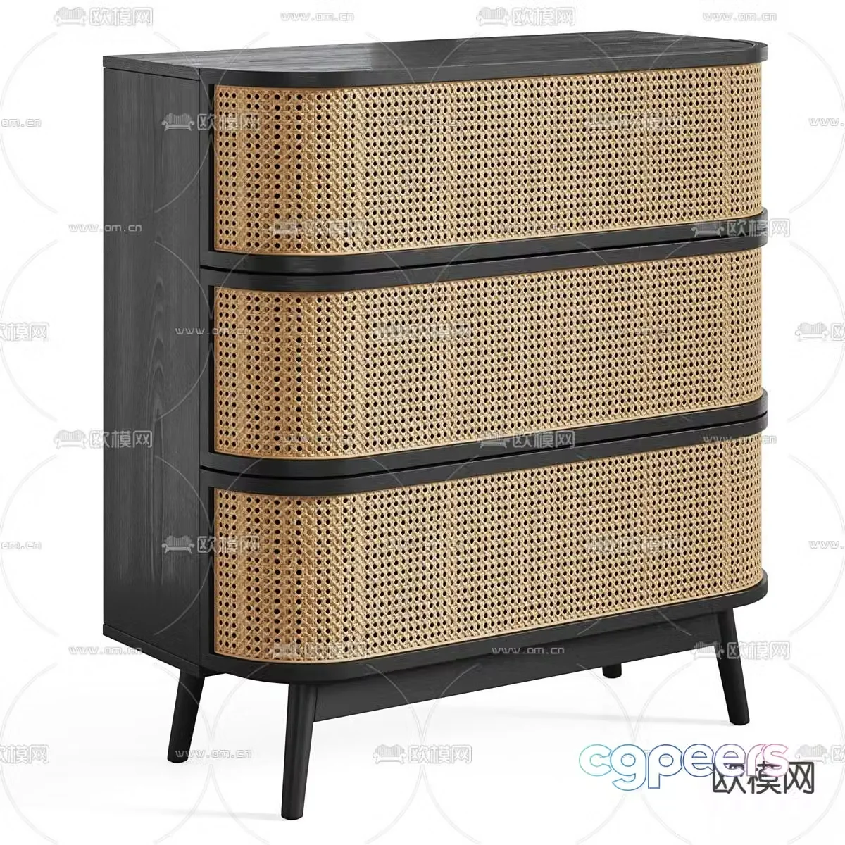 Laora bedside table rattan cabinet 3d model