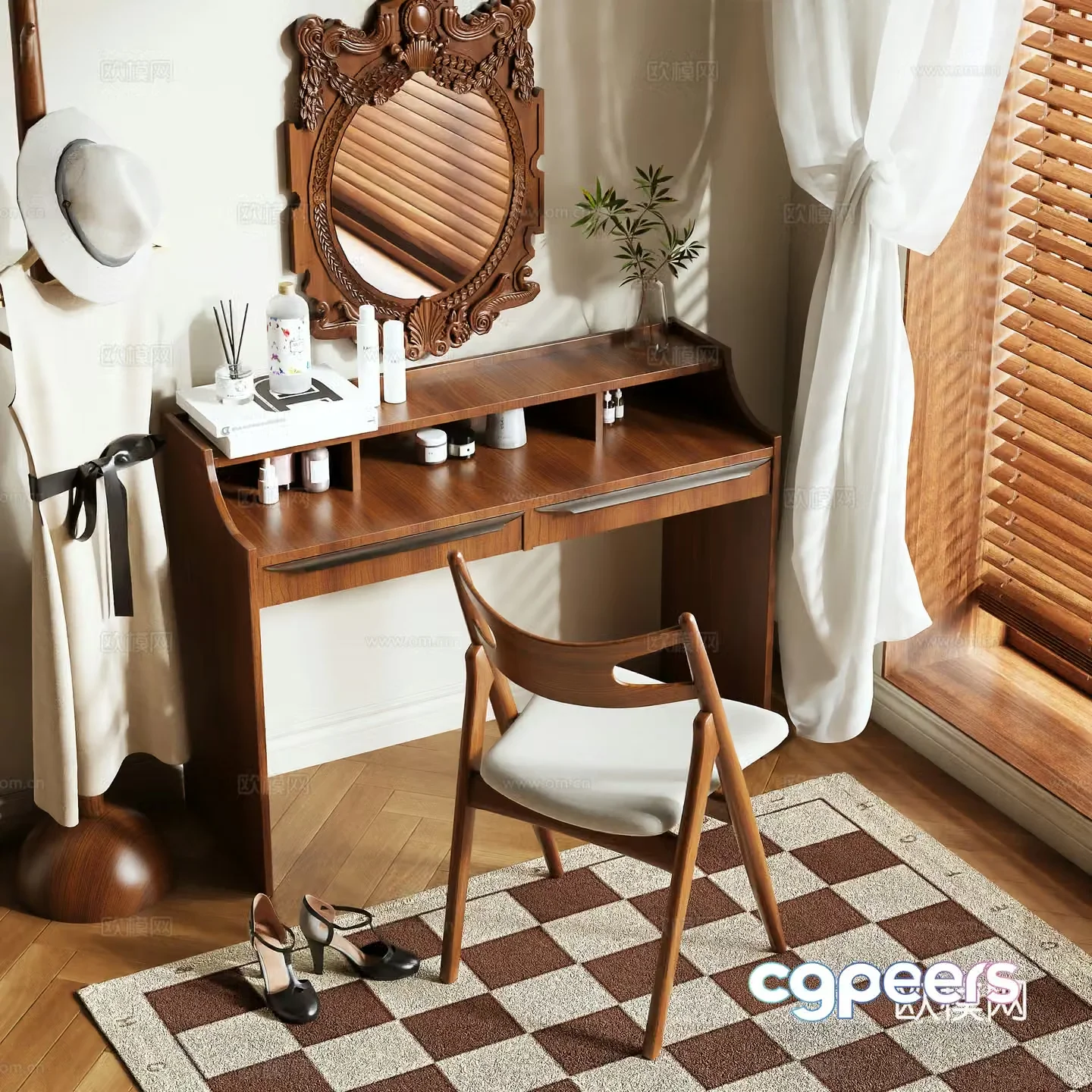 Medieval style dressing table 3d model