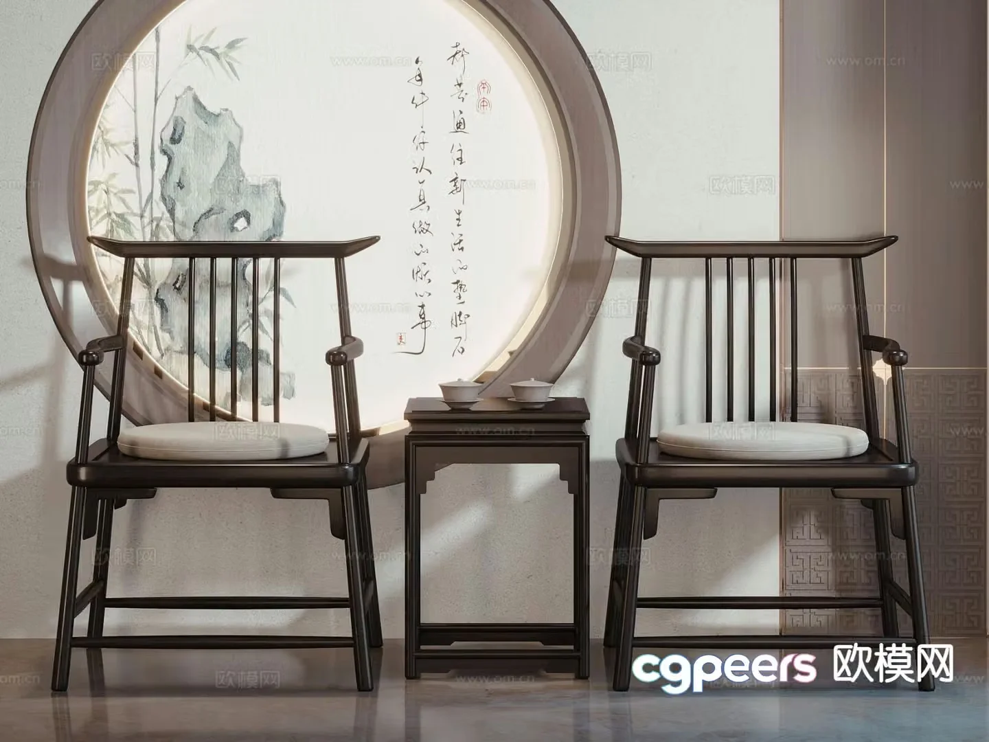 New Chinese style Taishi chair leisure chair 3d model