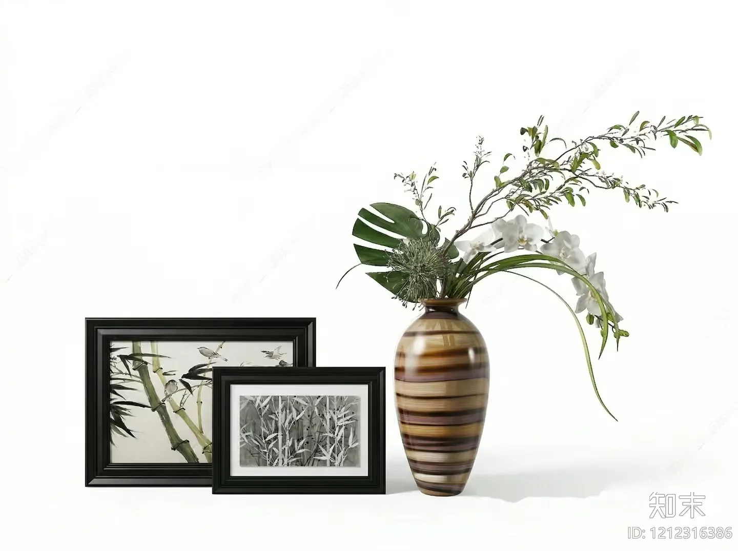 A Decorative Vase With Flowers 3D Model – 18884 – VRAY Render