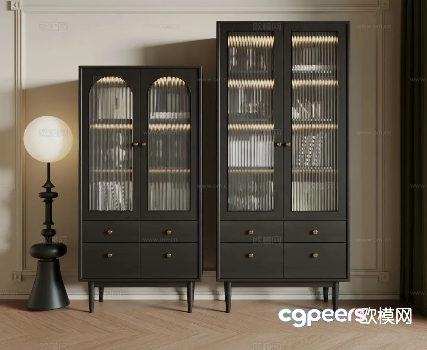 Medieval style bookcase display cabinet 3d model