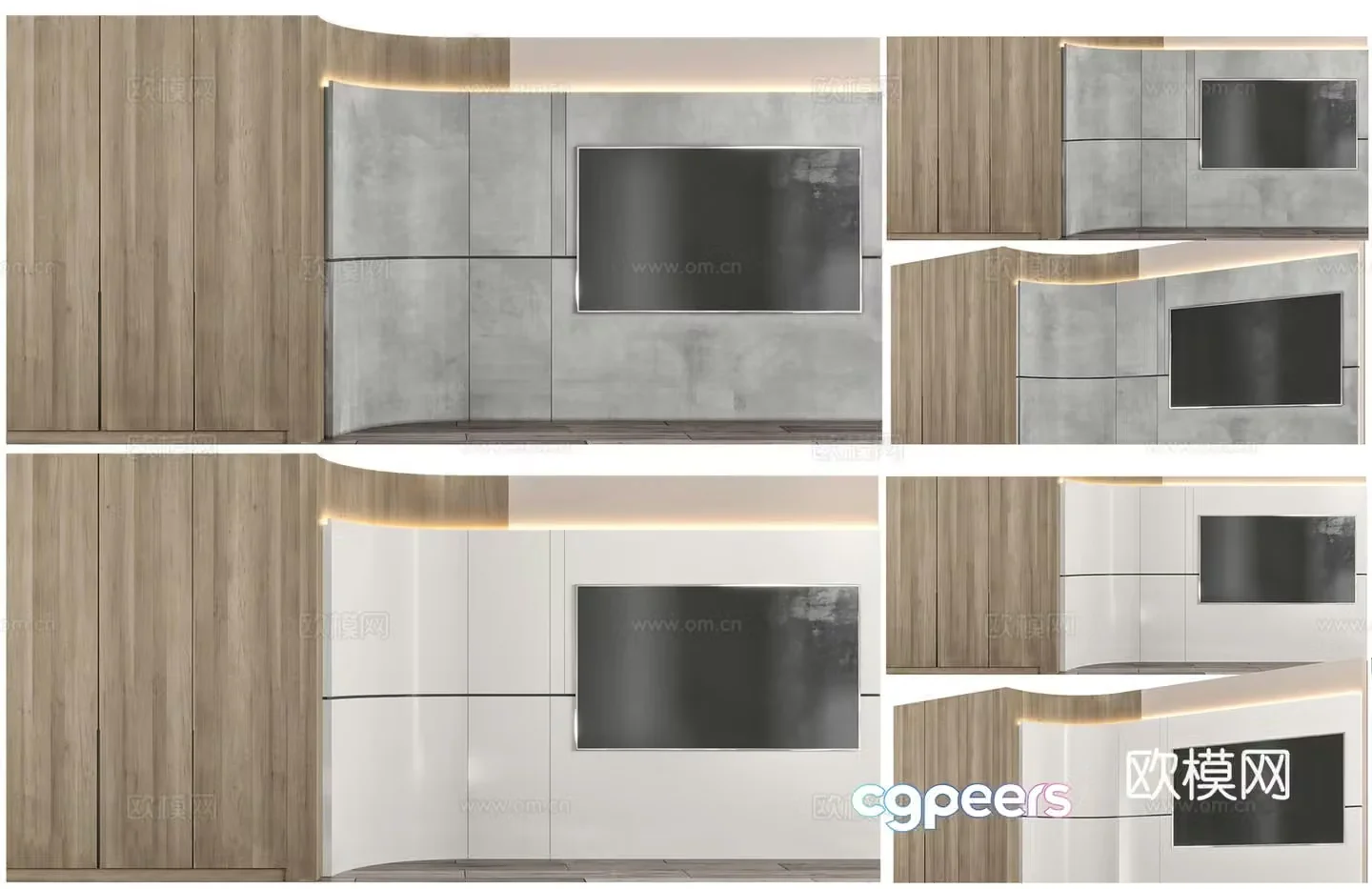 Modern solid wood TV wall cabinet TV modeling wall Seventeen cabinet Invisible TV cabinet Creative electric 3D model