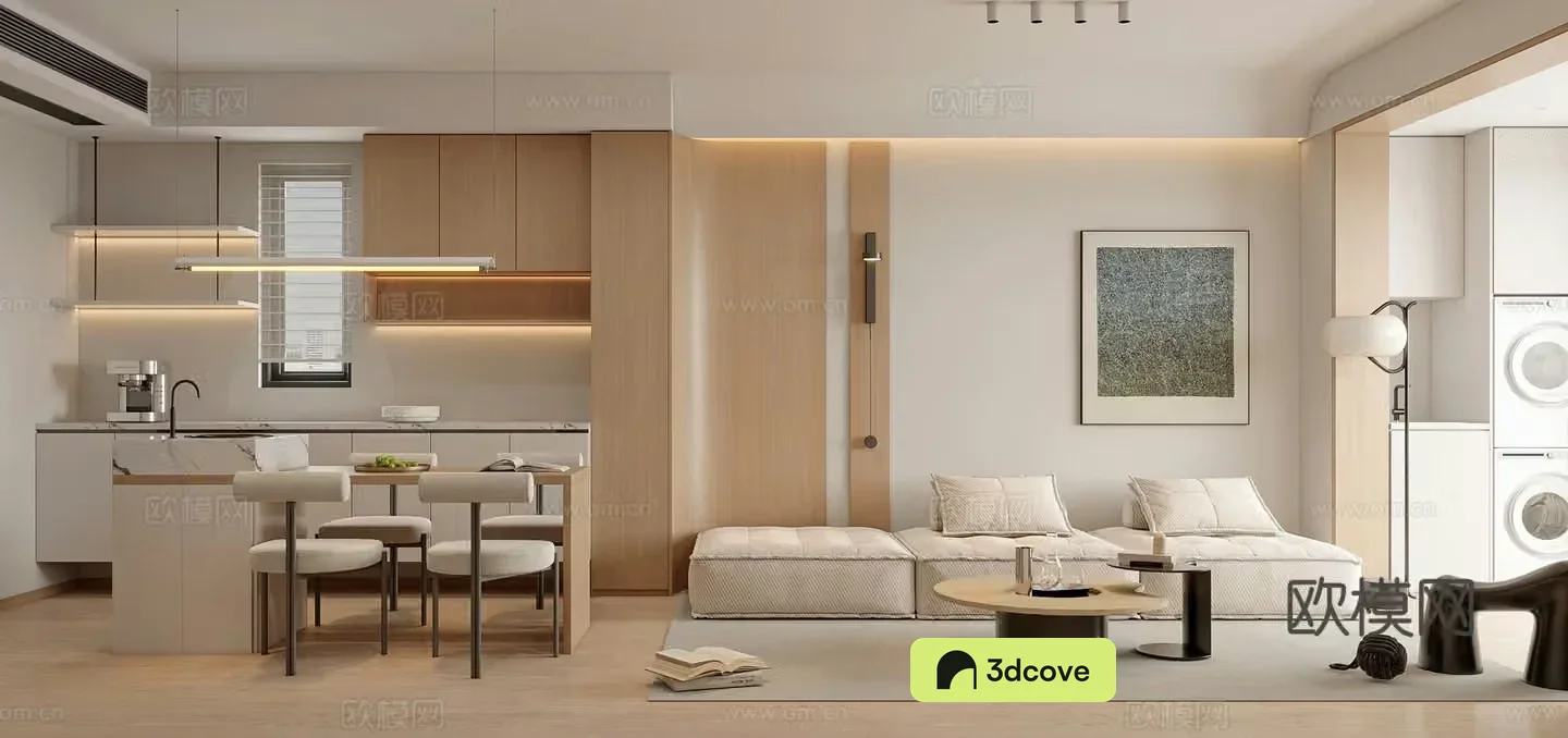 Creamy log living room