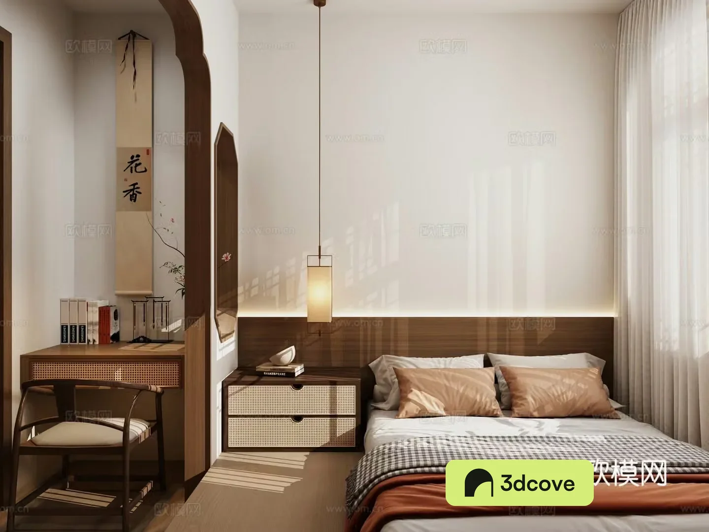 New Chinese style bedroom retro bedroom medieval bedroom tatami bedroom