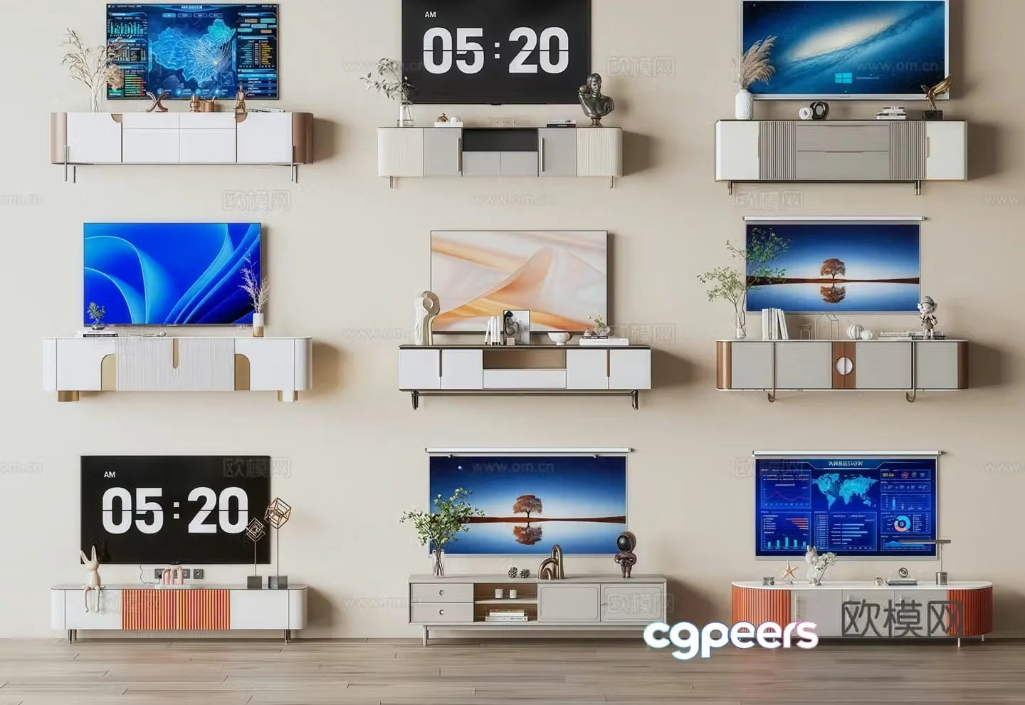 Modern TV Cabinet TV Set TV Cabinet Ornaments 3D Model