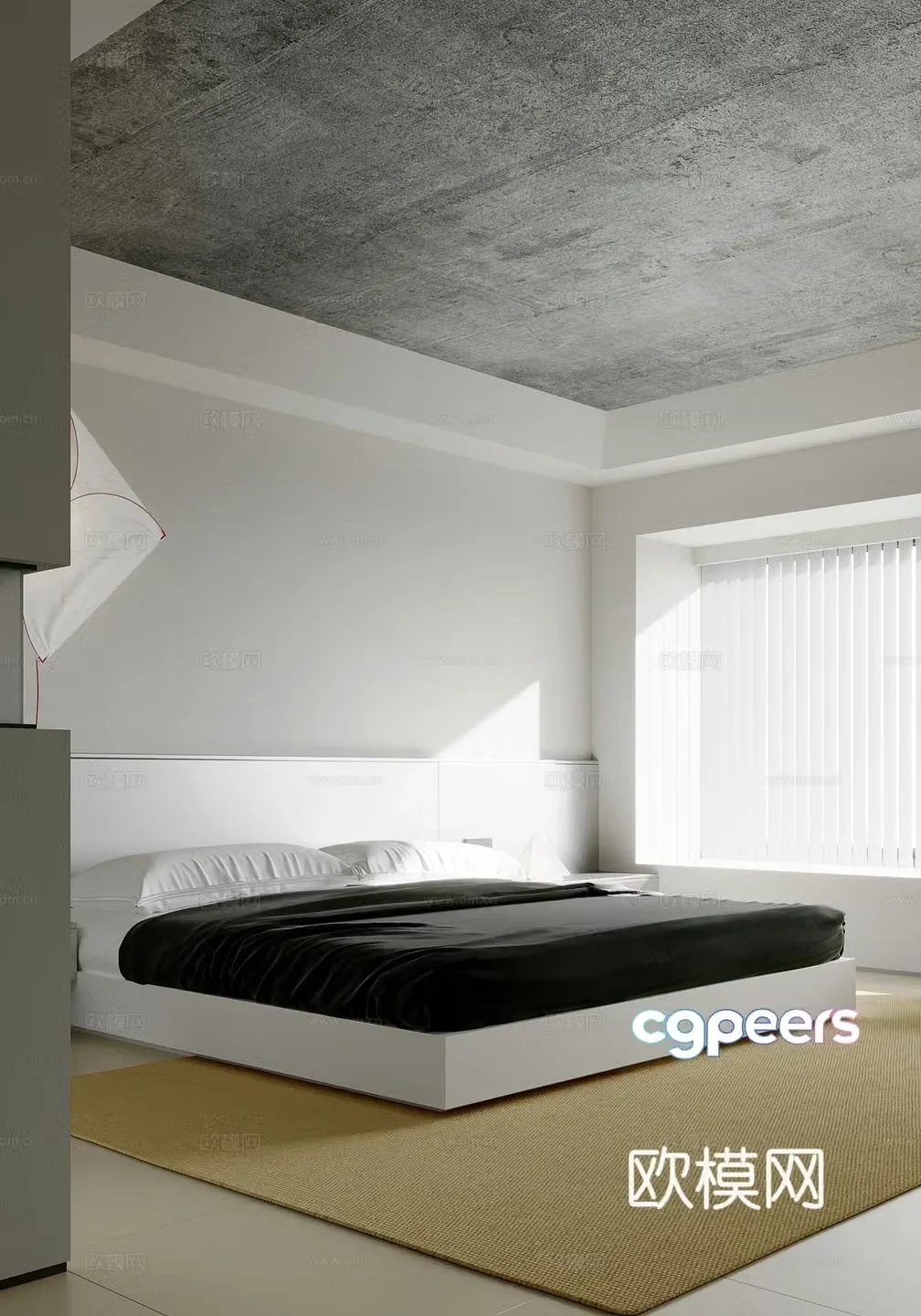Modern minimalist bedroom master bedroom 3d model