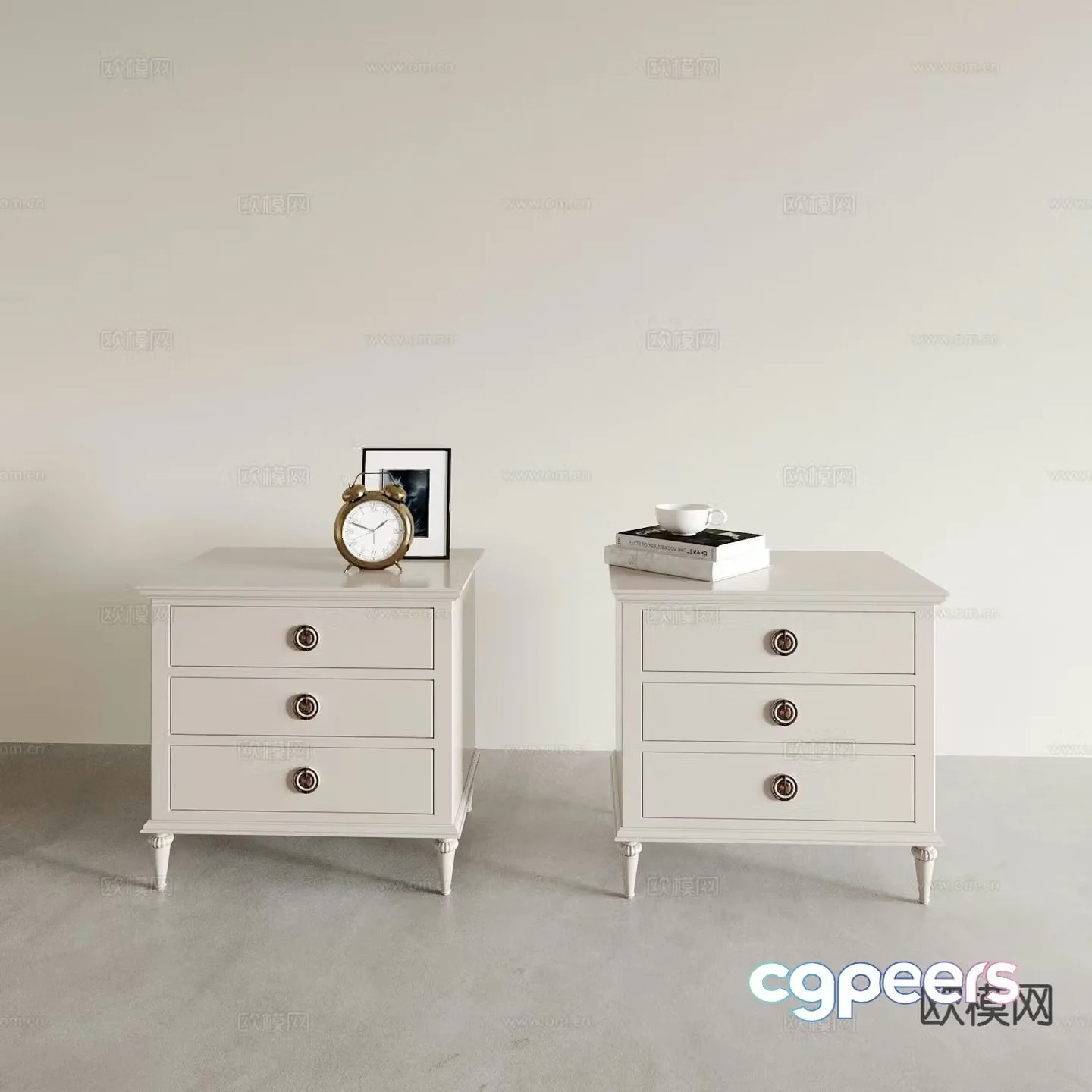 French bedside table 3d model