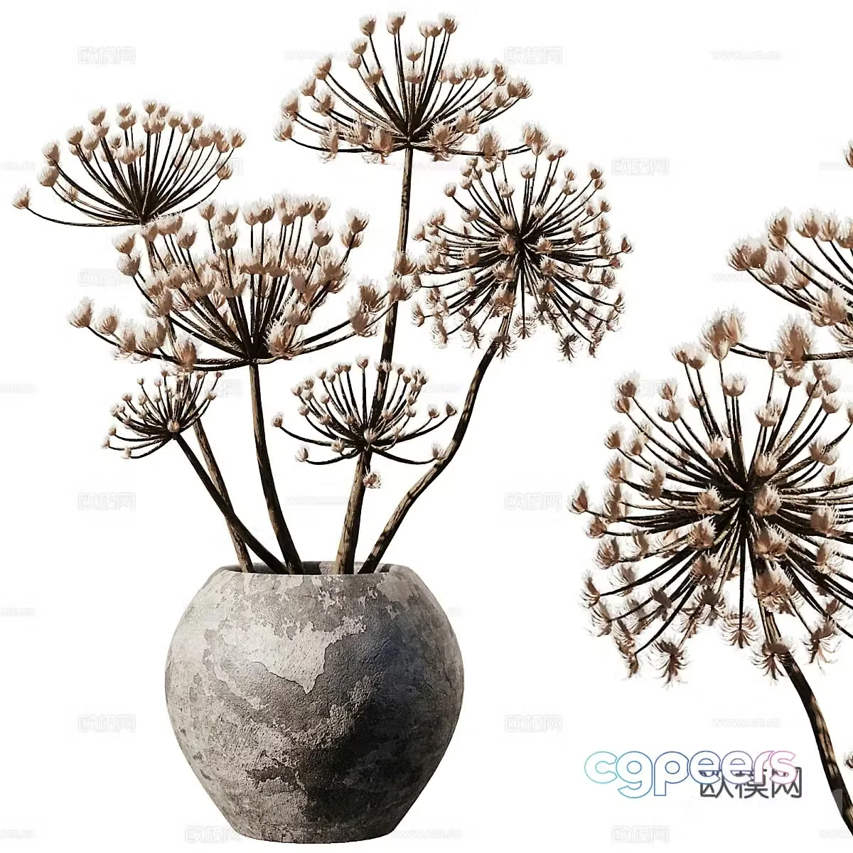 New Chinese style waive vase flower art 3D model