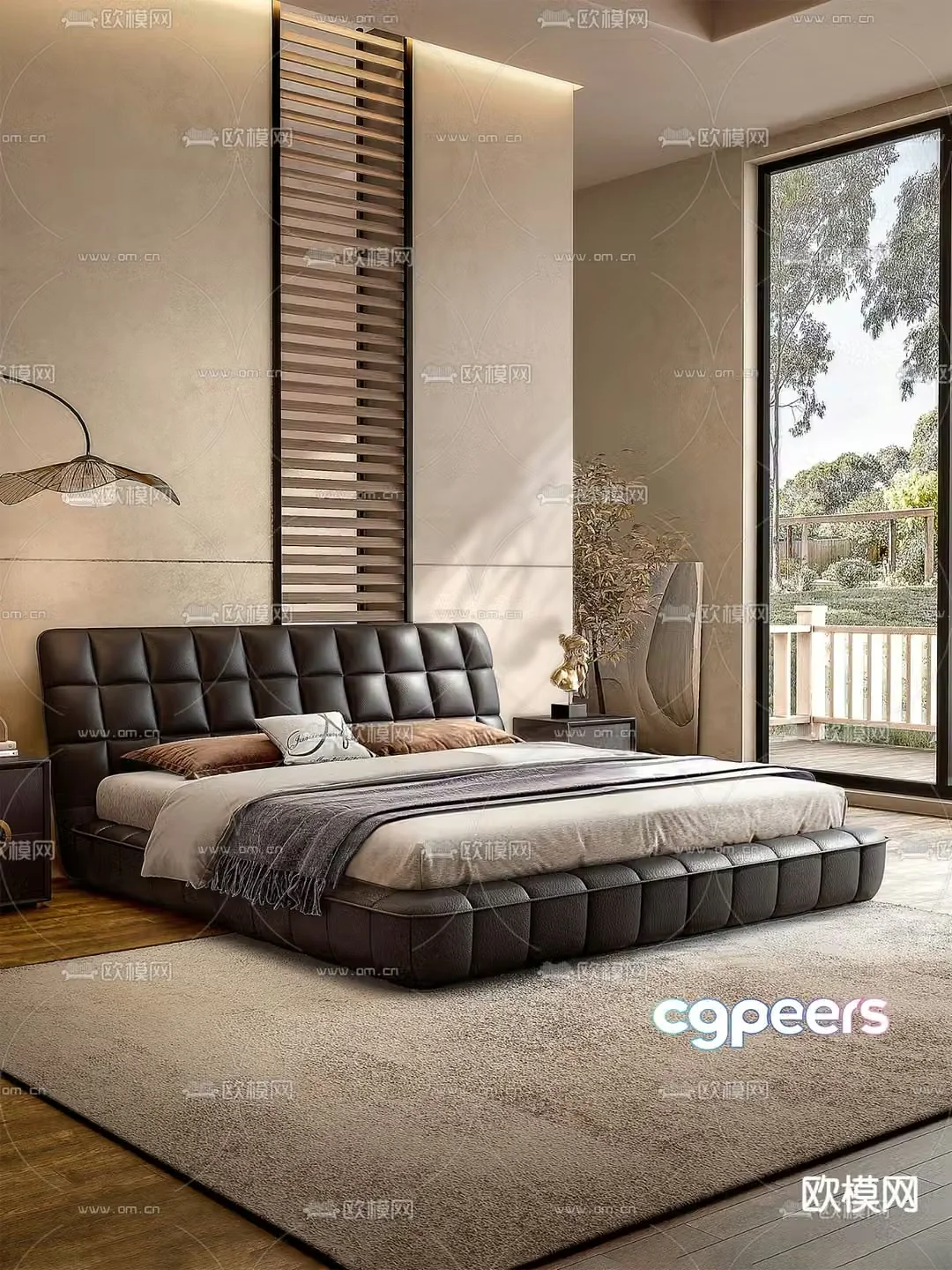 Wabi-sabi double bed 3d model