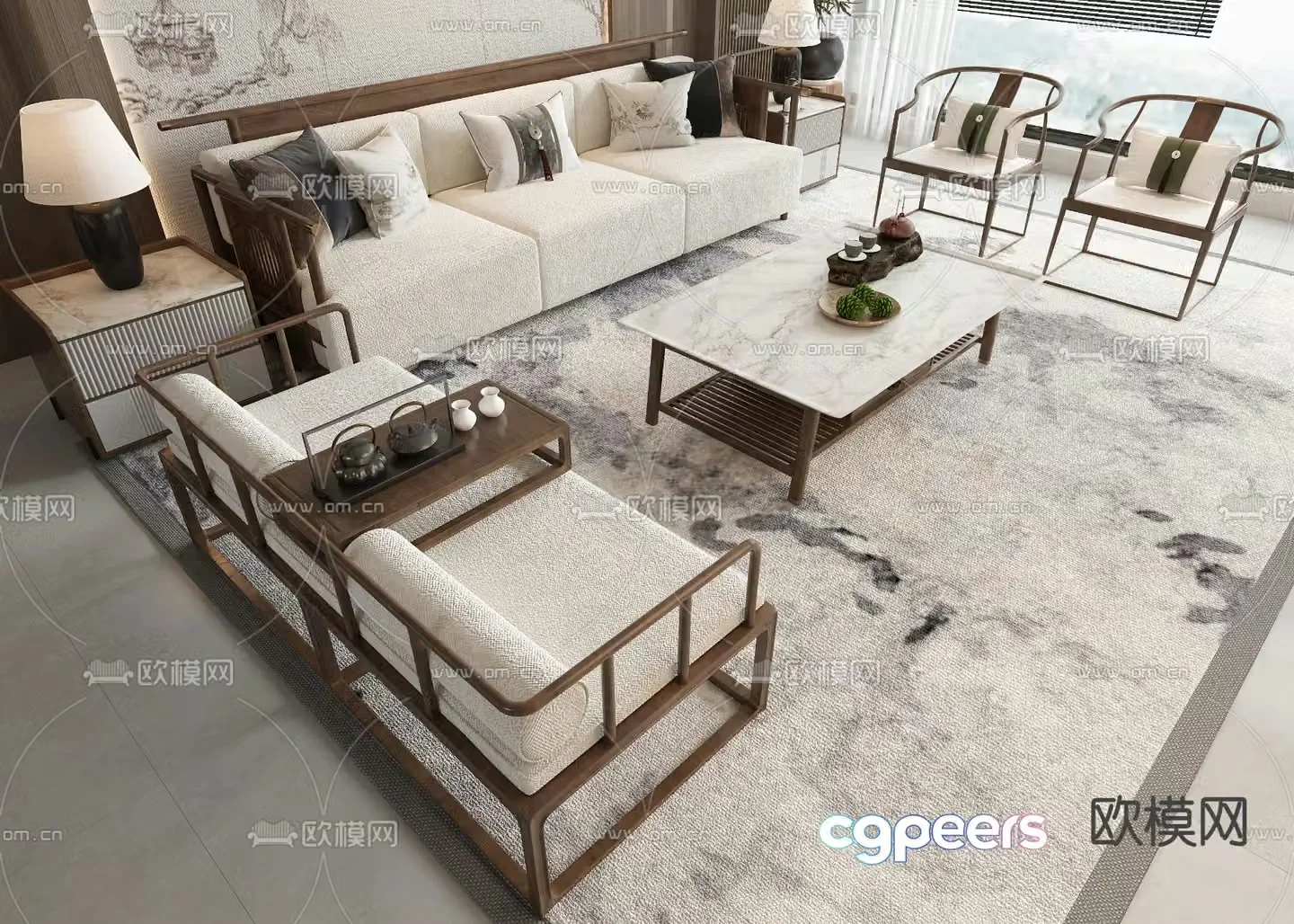 New Chinese style sofa set 3d model