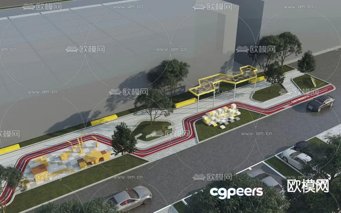pocket park landscape 3d model
