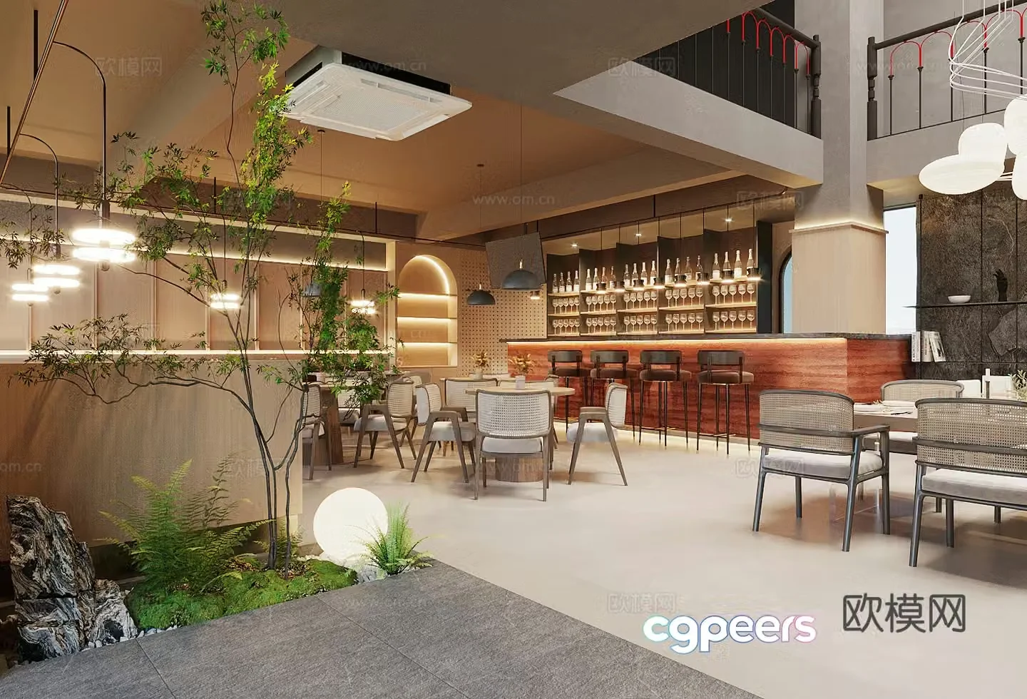 Modern Western Restaurant Full-time Restaurant 3D Model