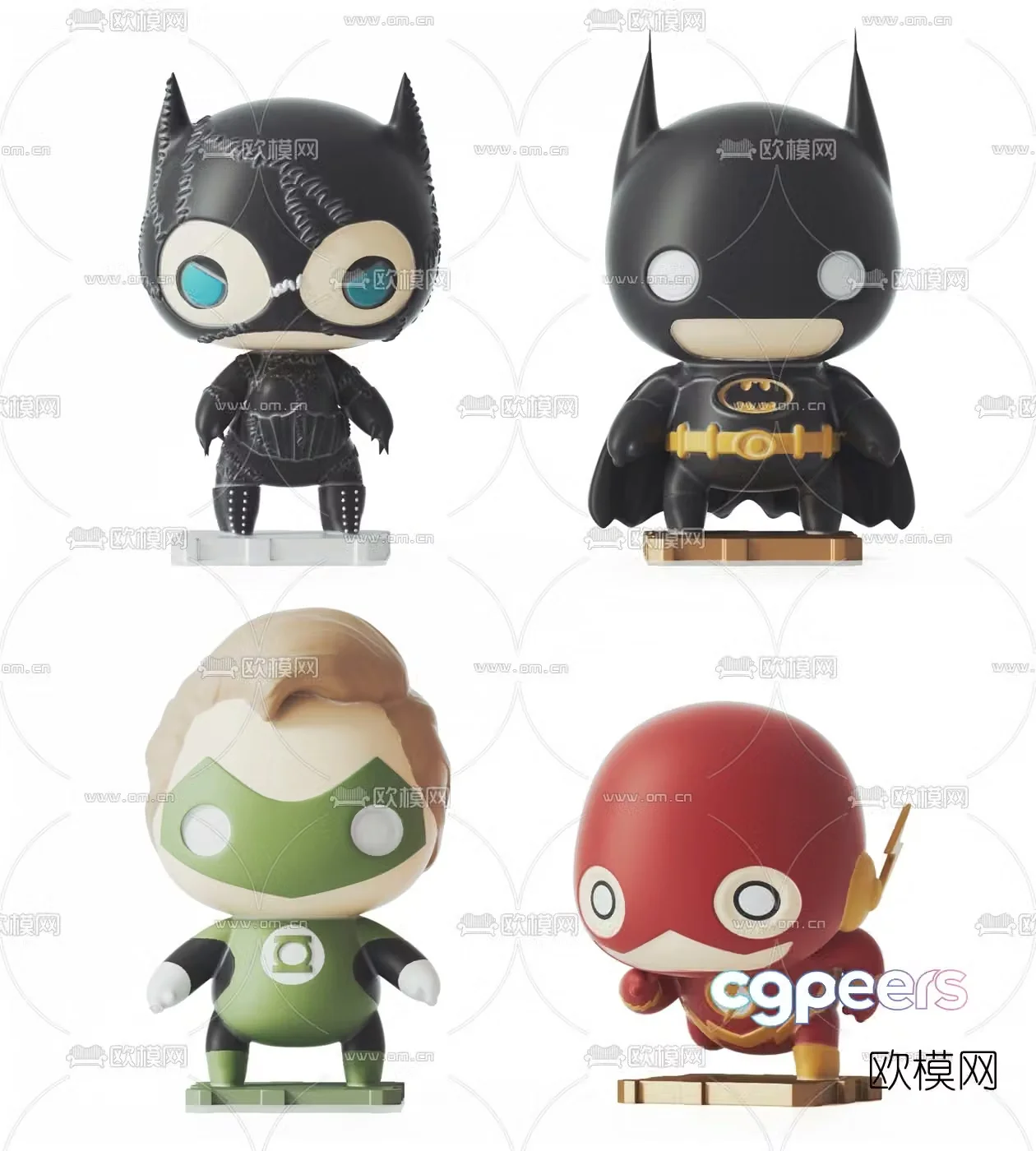 Modern Q version superhero doll toy 3d model