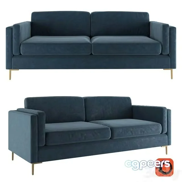 3ds Max Free – Rosalina 84 Blue Velvet Sofa