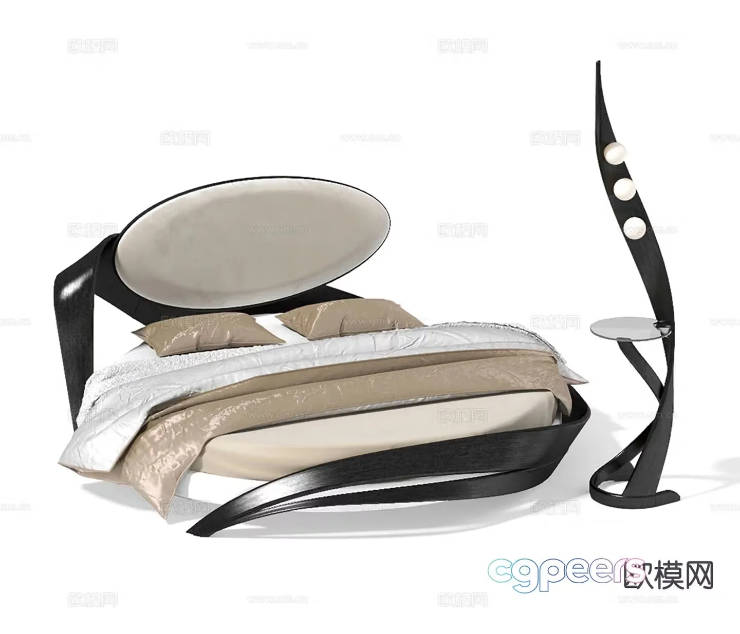 Modern double bed 3d model