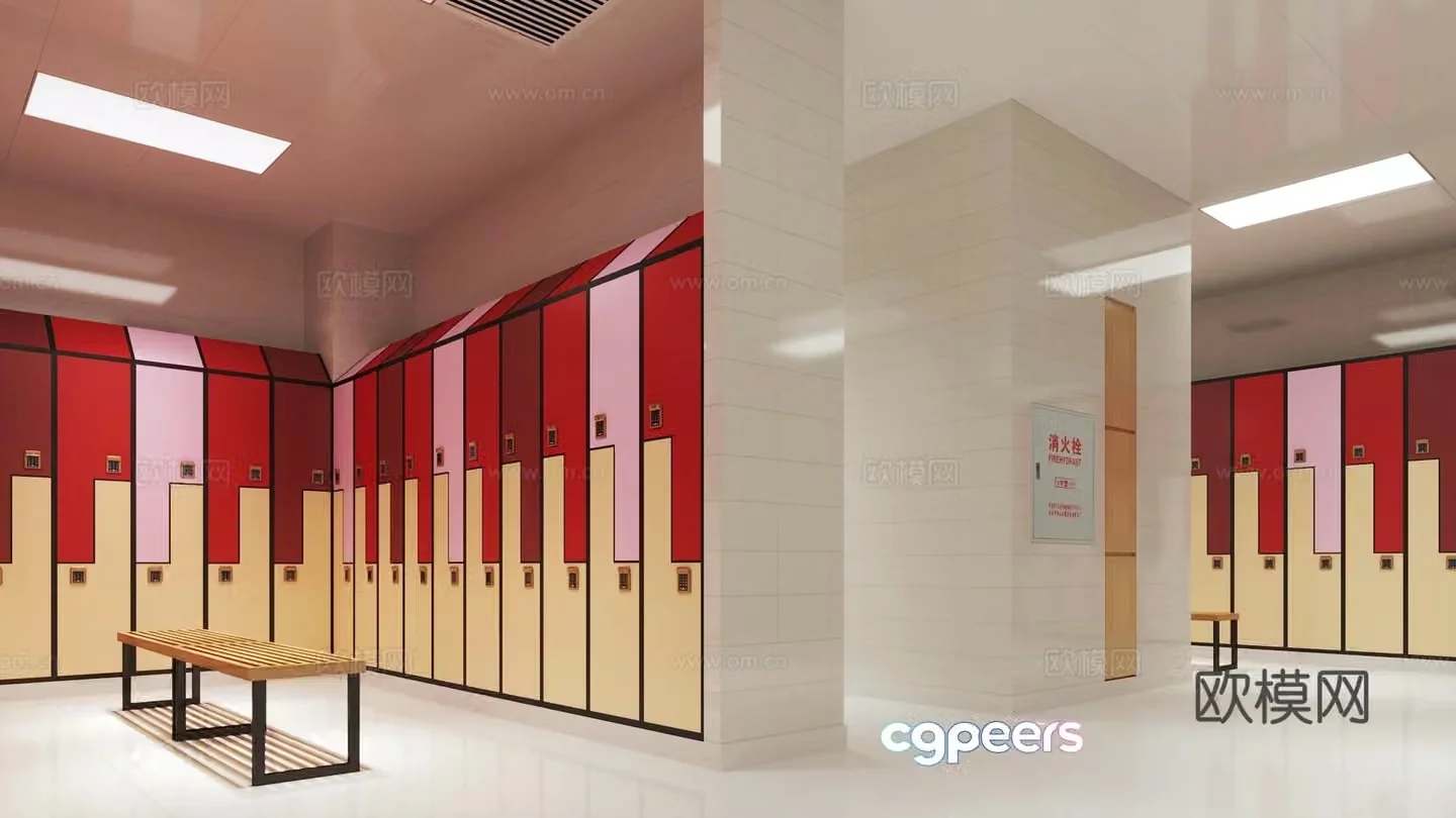 Modern locker room 3d model