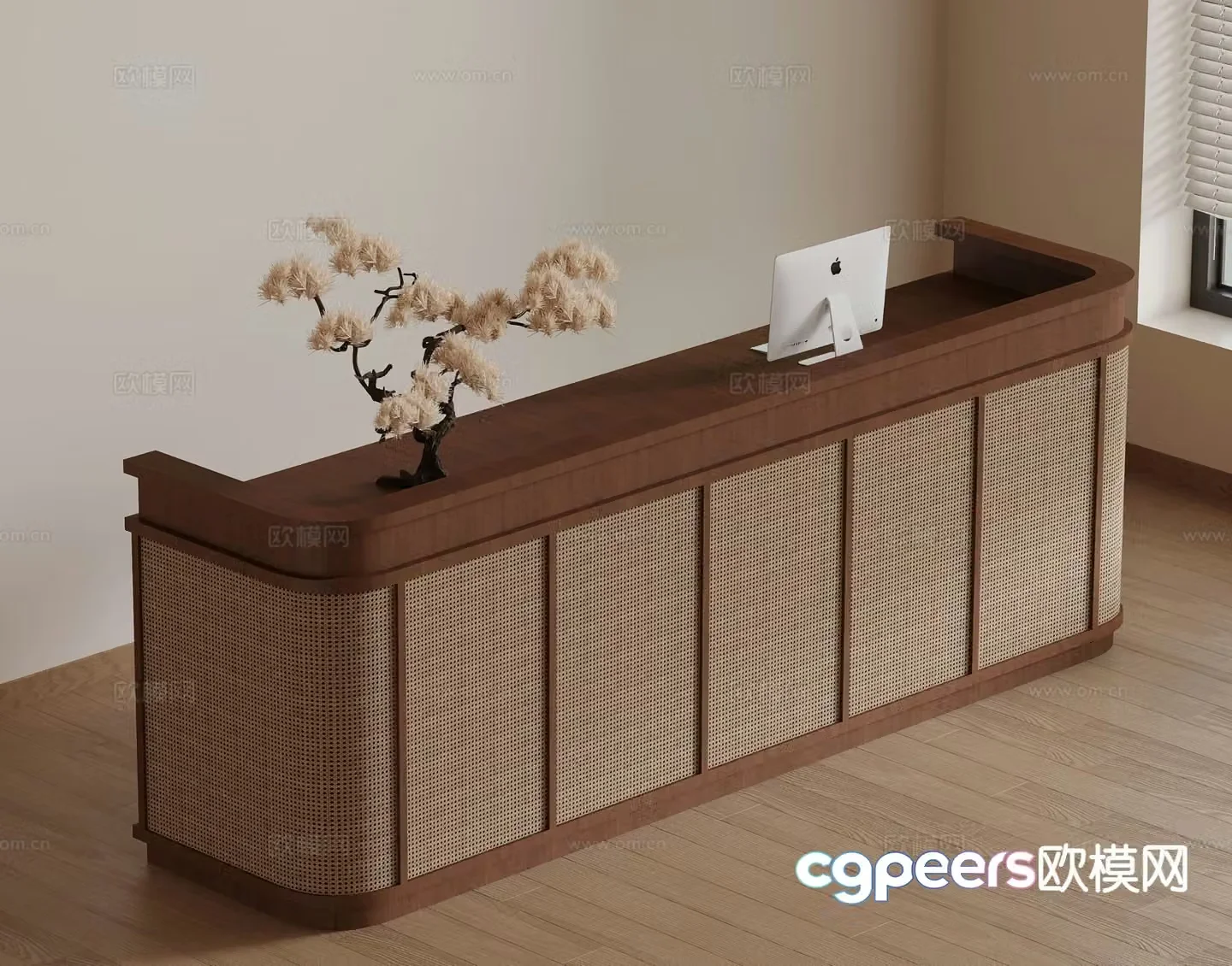 Wabi-sabi style reception desk 3D model