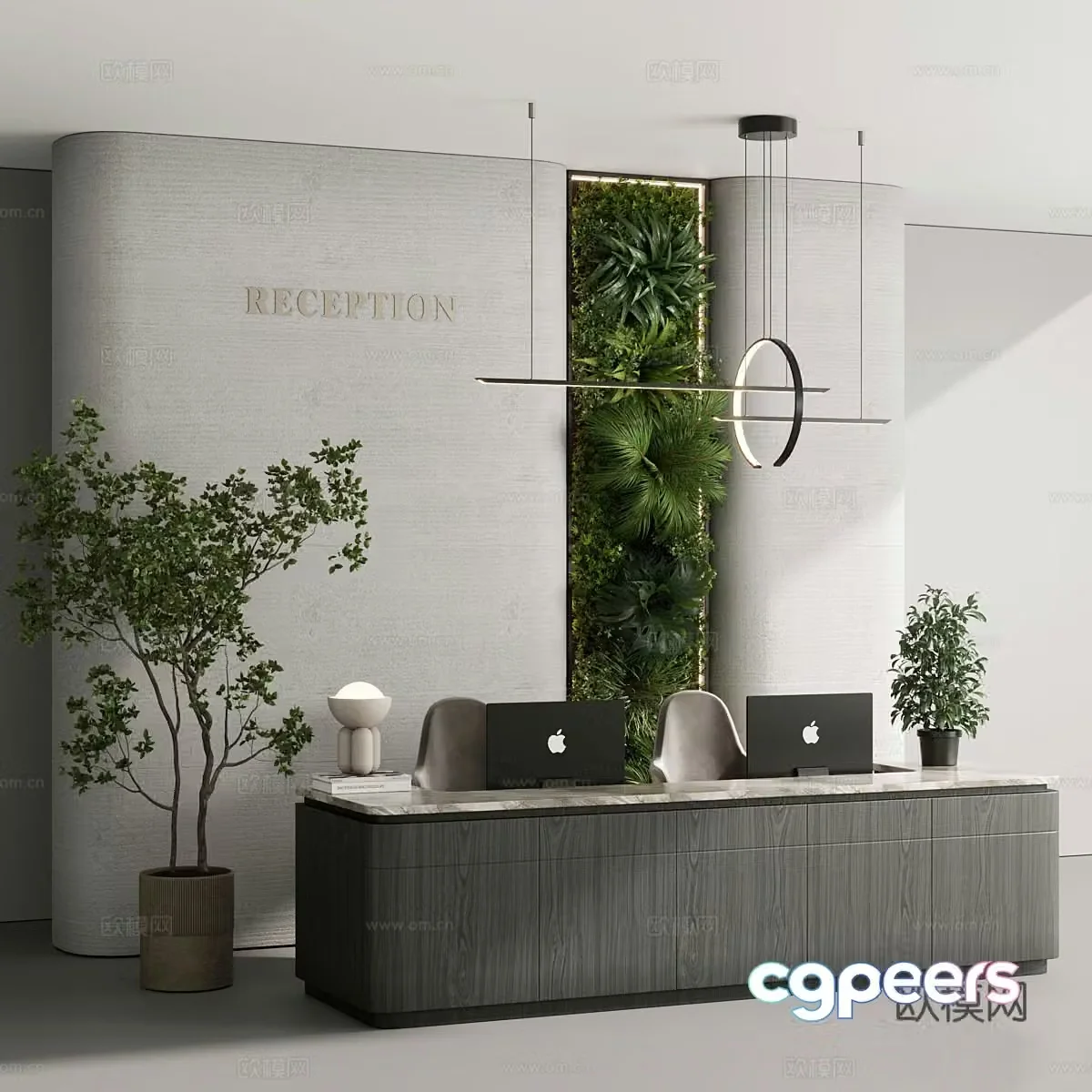 Front desk reception desk 3D model