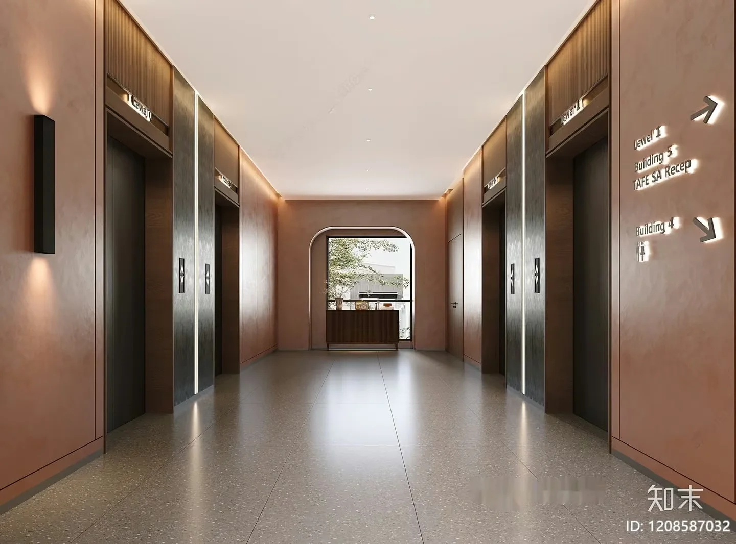 Modern Office Hallway 3D Model – 22393 – VRAY Render