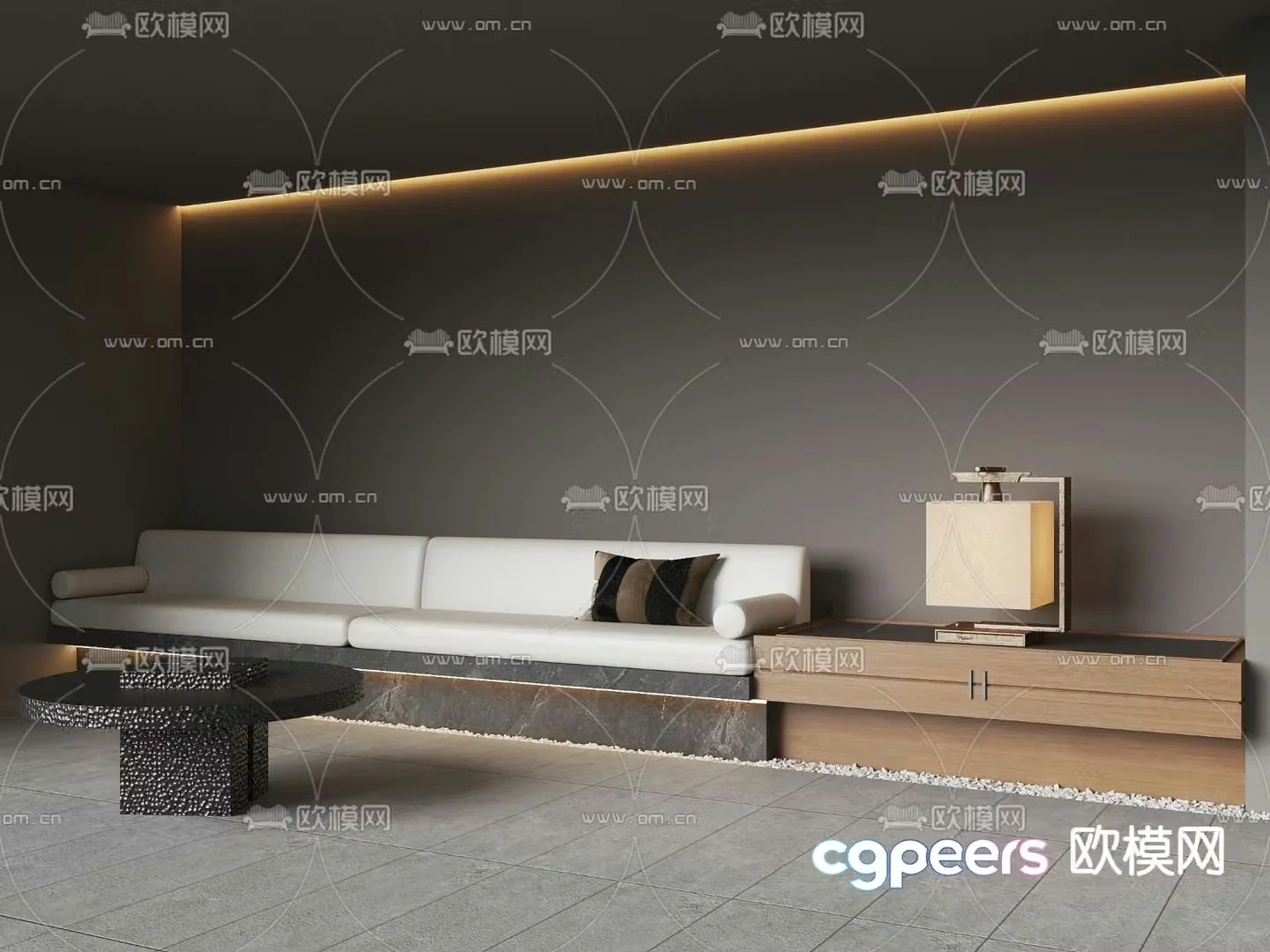 Double sofa booth sofa 3d model
