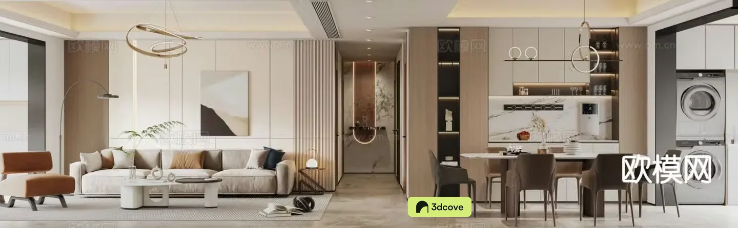 Modern living and dining room